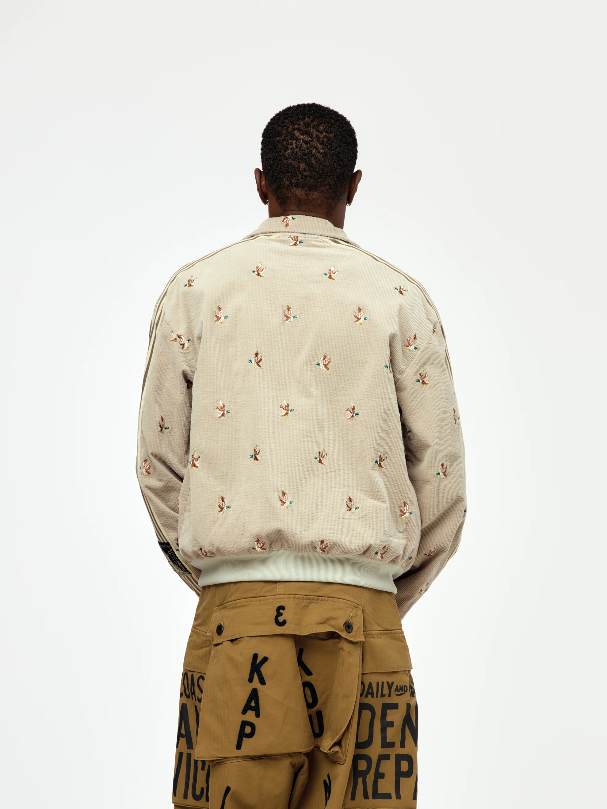11W Stretch Corduroy DUCK Embroidery Track JKT (Banner Stripe) - Image 3