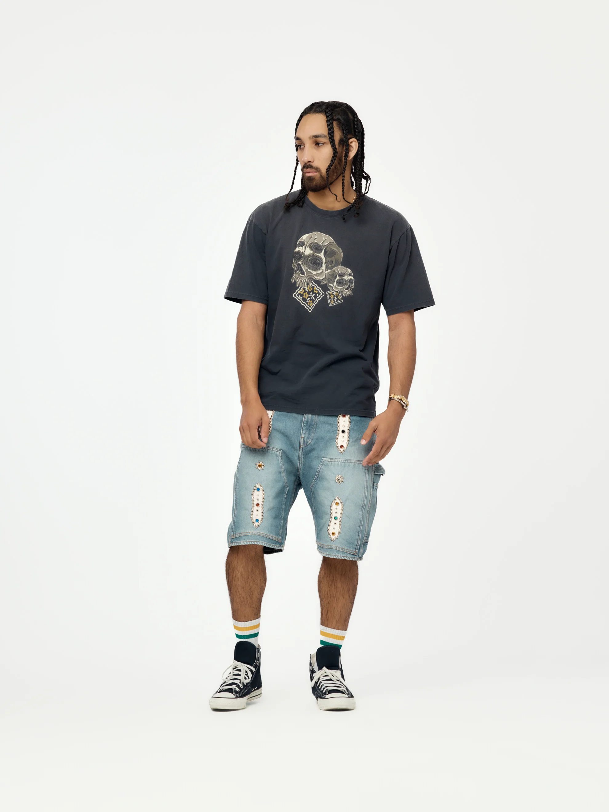 14oz Denim Studs Remake Shorts - Image 4