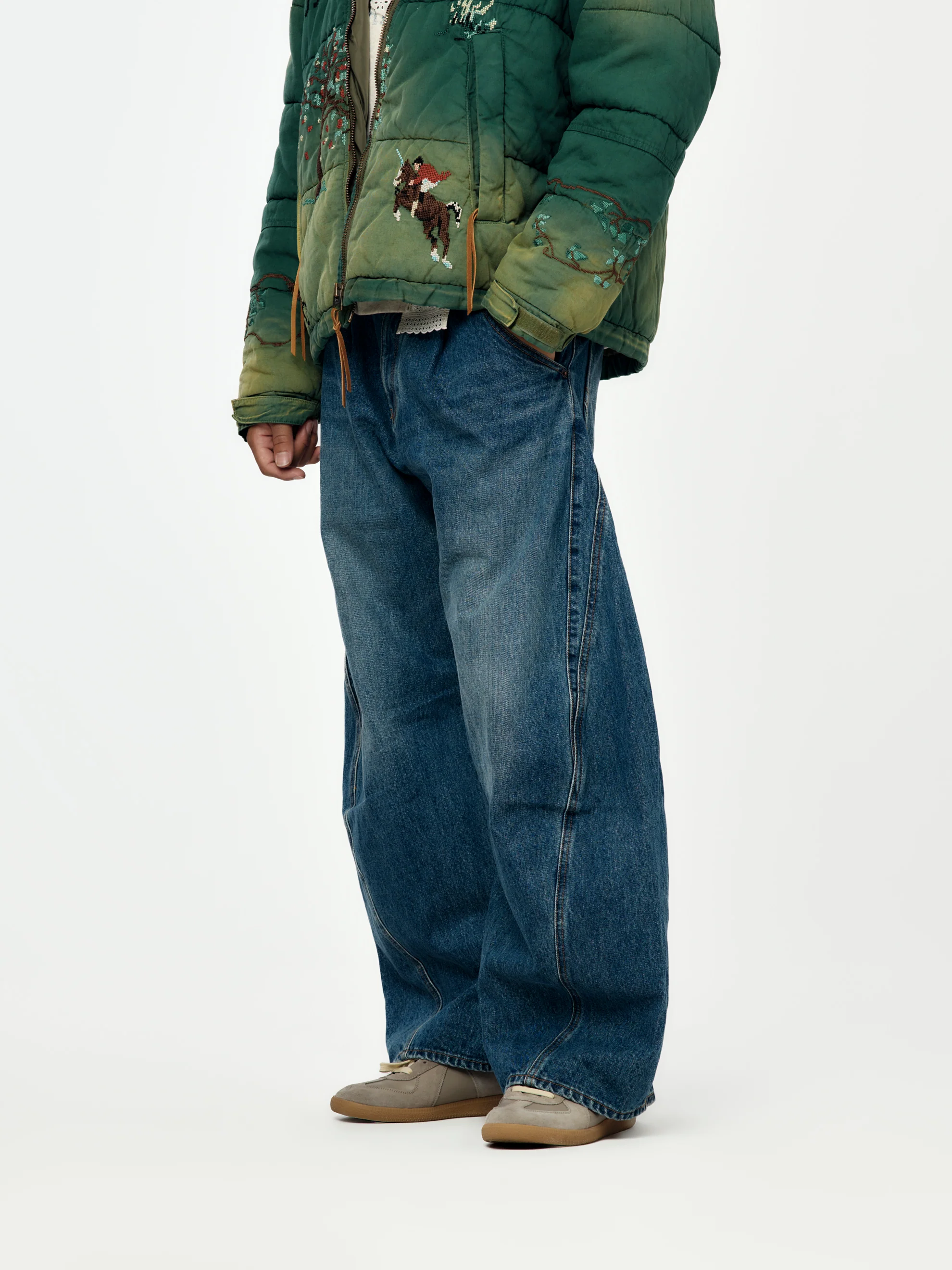 3D Cutting Denim Pants (Indigo) - Image 2