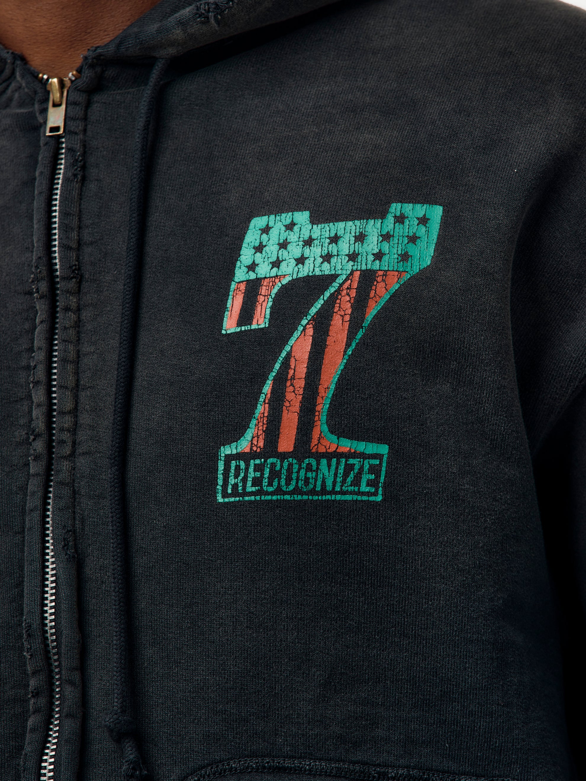 #7 Vinyl Zip Aged Hoodie (Black) - Image 7