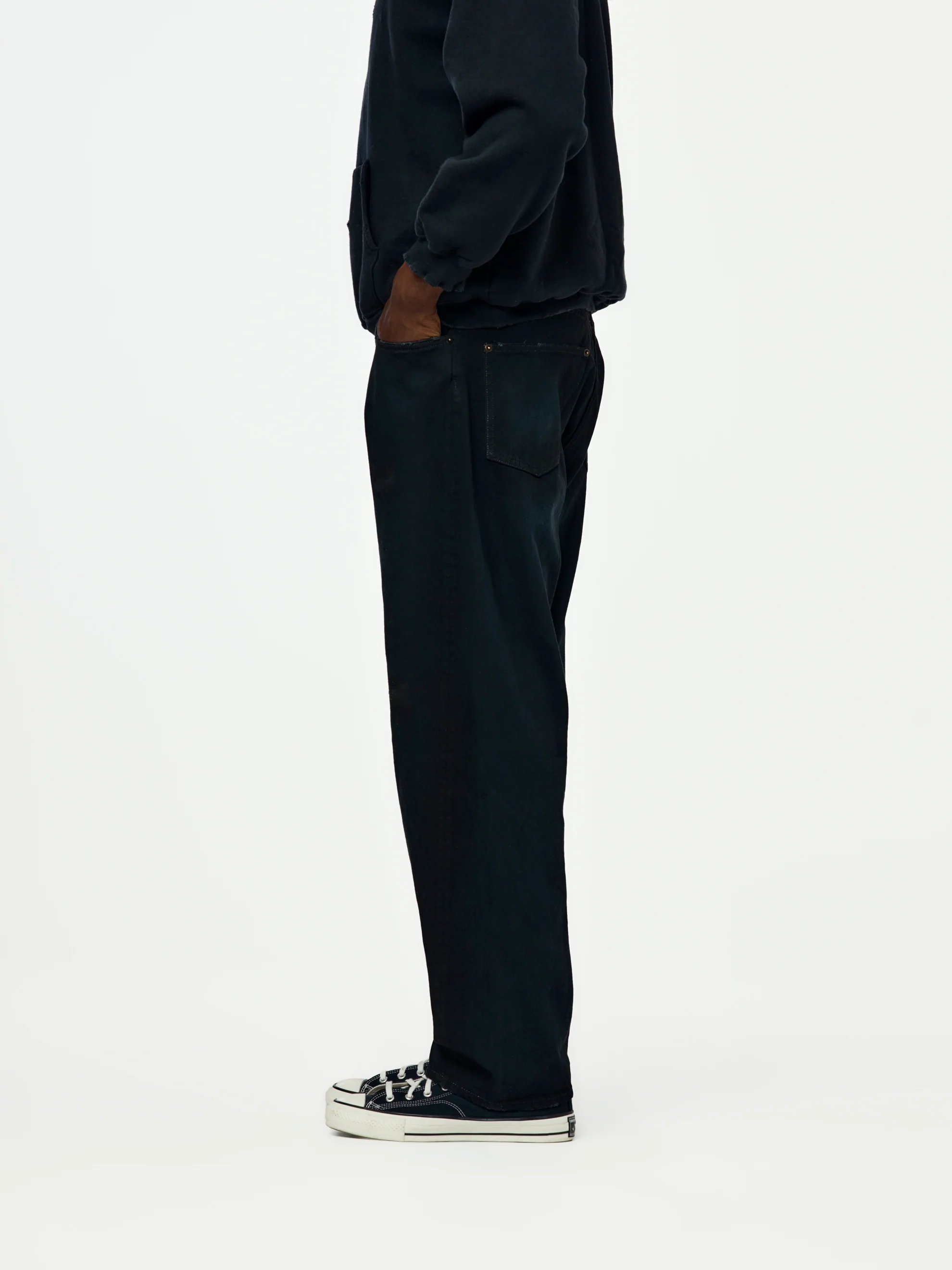 A.PRESSE x Union No.22 Wide Denim Pants (Black) - Image 2