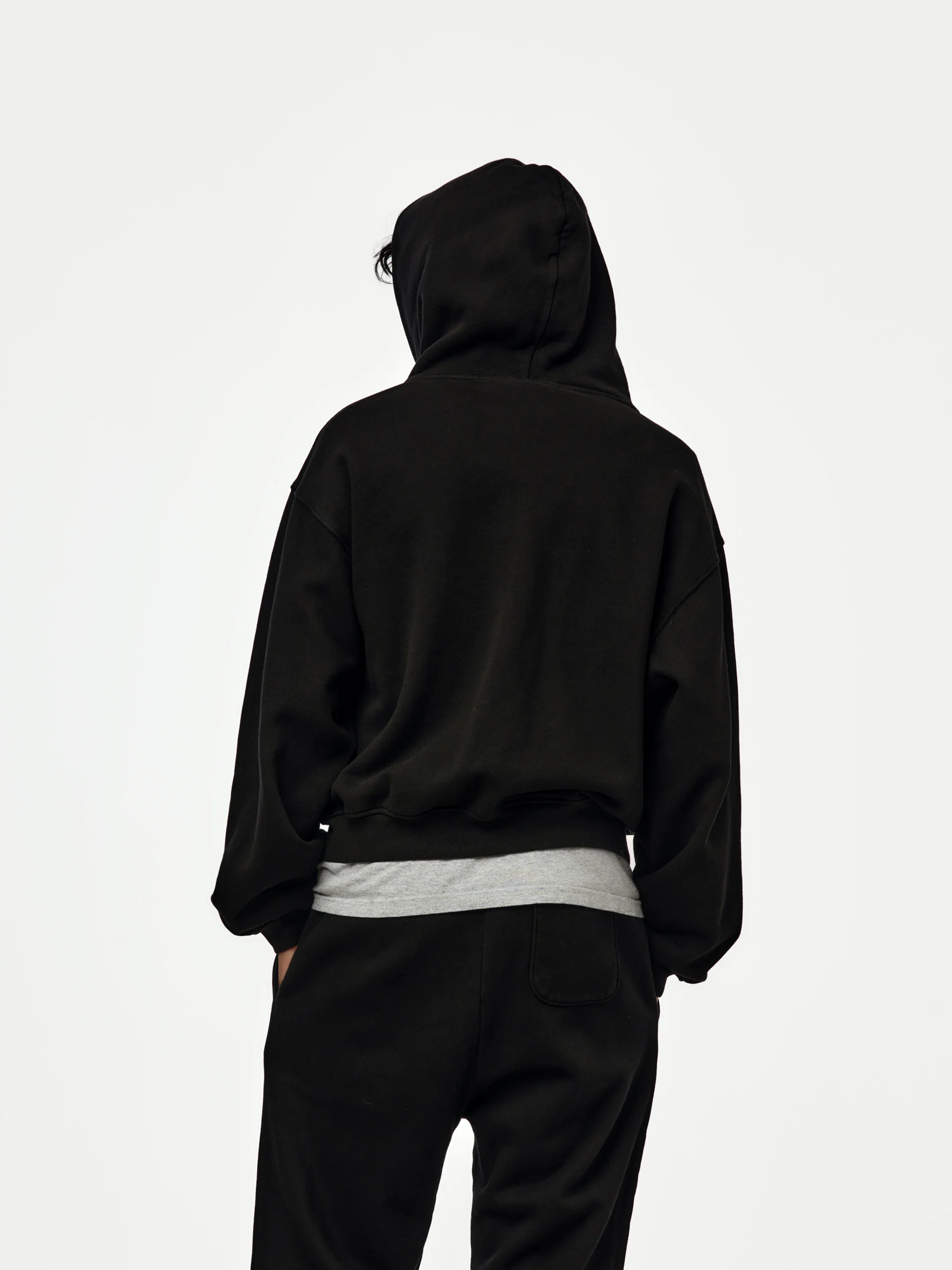 baggy crop zip hoodie (black) - Image 3
