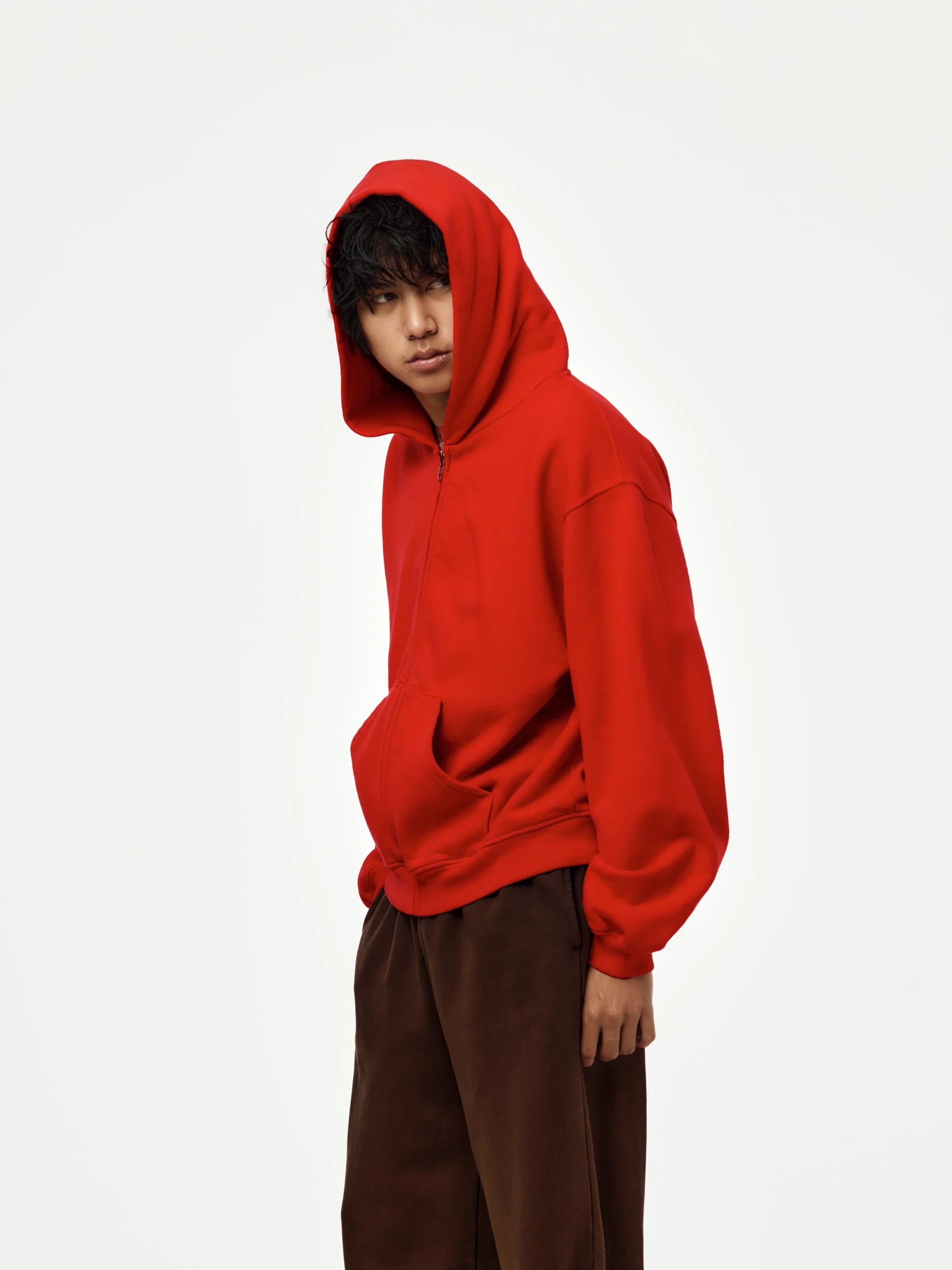 baggy crop zip hoodie (red) - Image 2