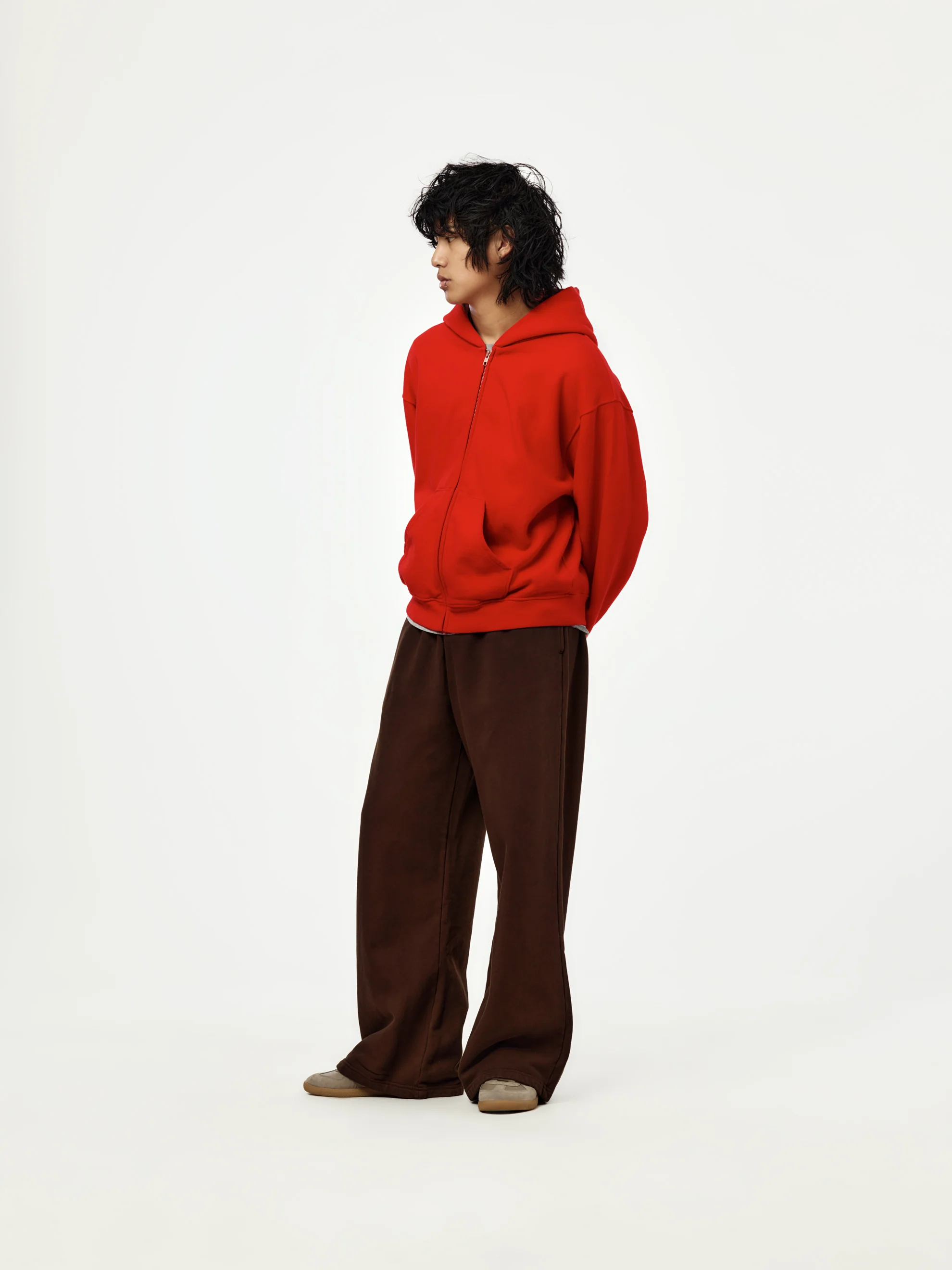 baggy crop zip hoodie (red) - Image 4