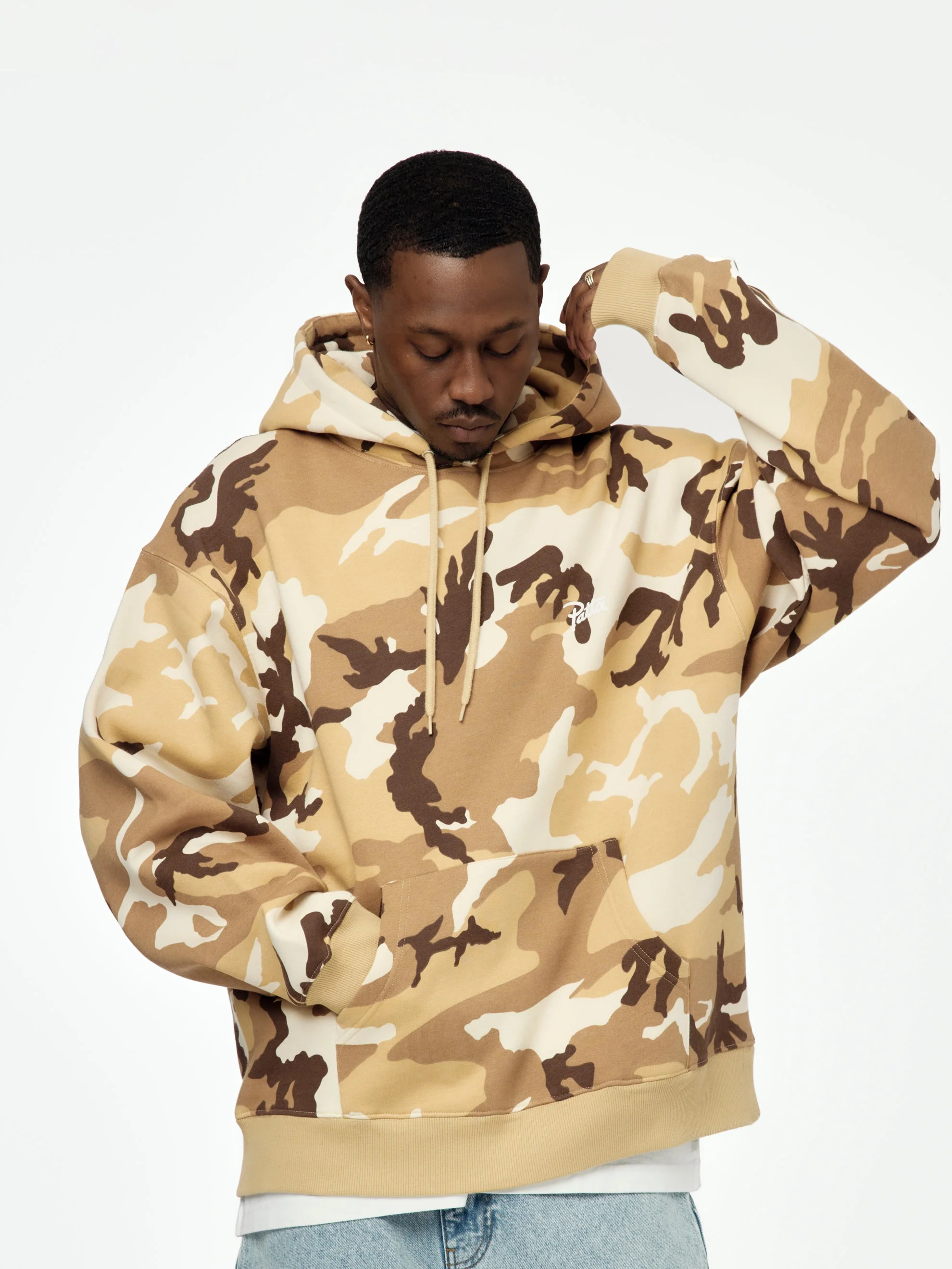 Bark Woodland Camo Boxy Hooded Sweater (Sand Dollar) - Image 3