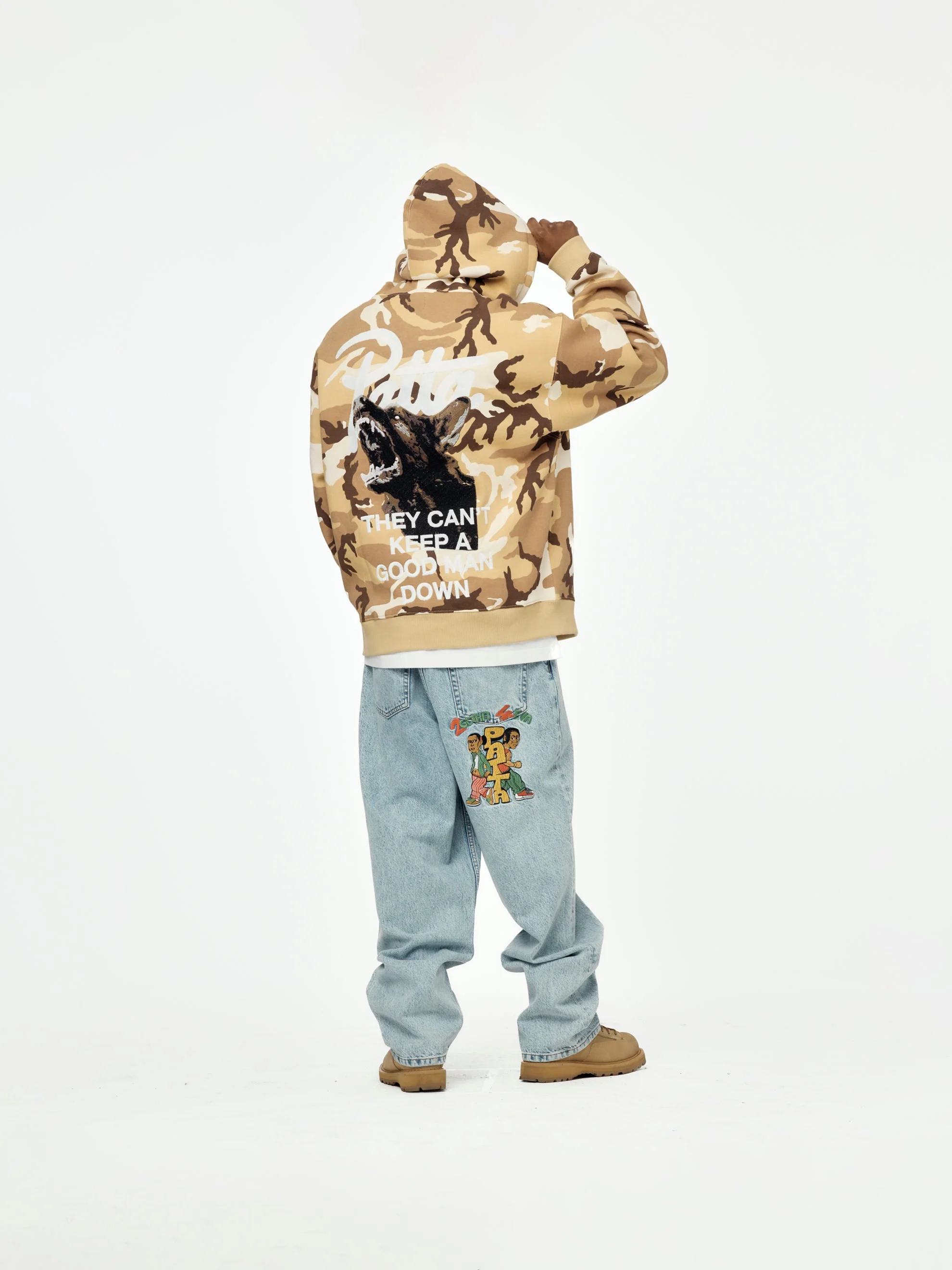 Bark Woodland Camo Boxy Hooded Sweater (Sand Dollar) - Image 4