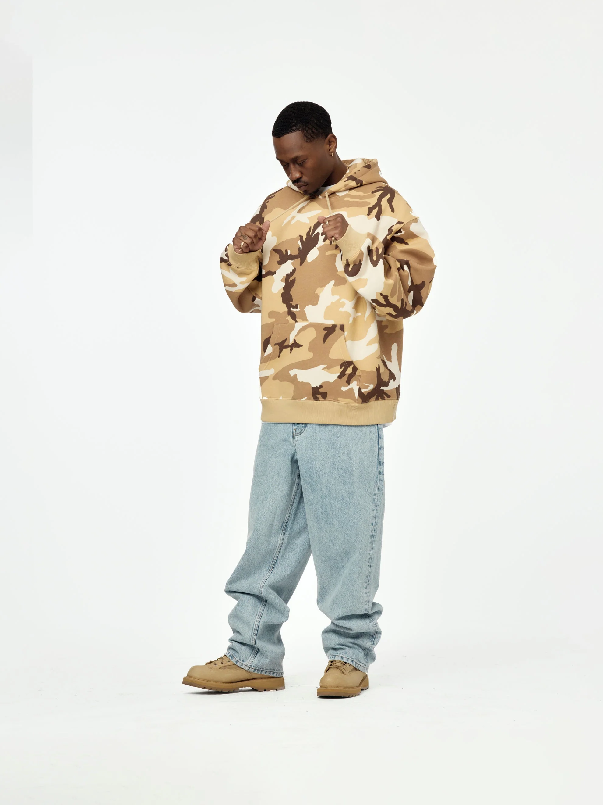 Bark Woodland Camo Boxy Hooded Sweater (Sand Dollar) - Image 5