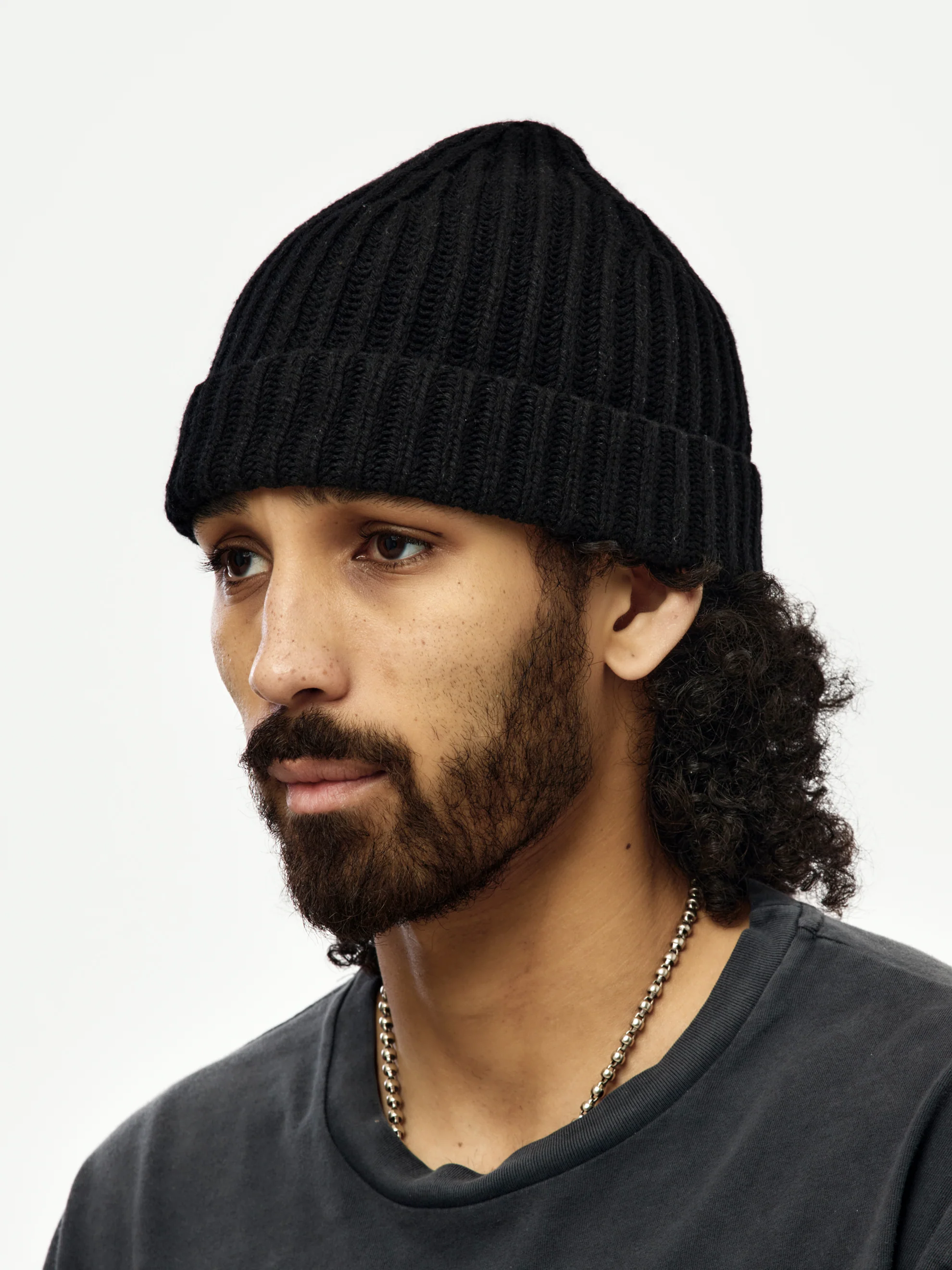 BERWICK KNITWEAR RIBBED BEANIE (BLACK) - Image 2