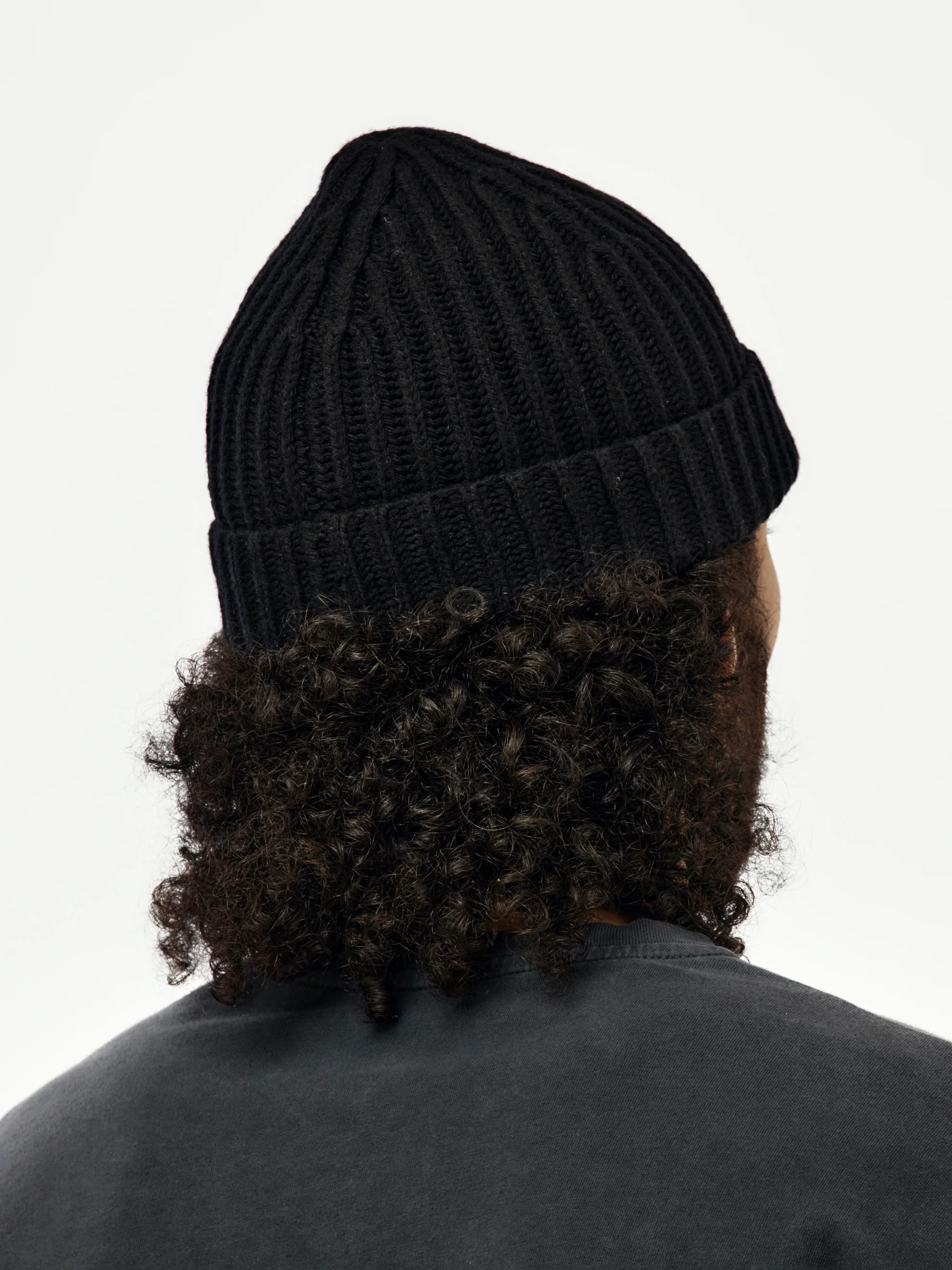 BERWICK KNITWEAR RIBBED BEANIE (BLACK) - Image 3