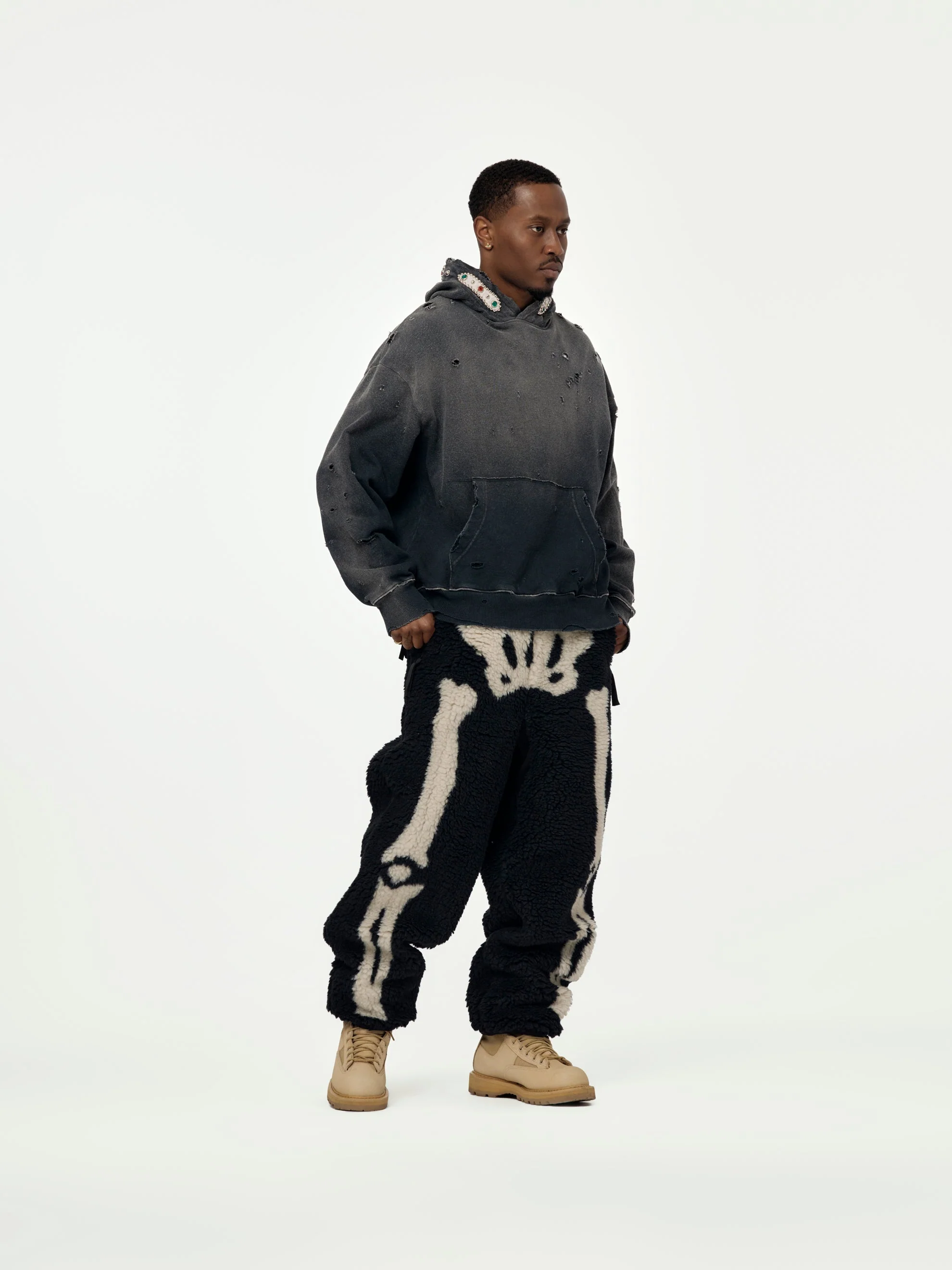 BONE Boa Fleece Fleece Easy Pants (Black) - Image 4