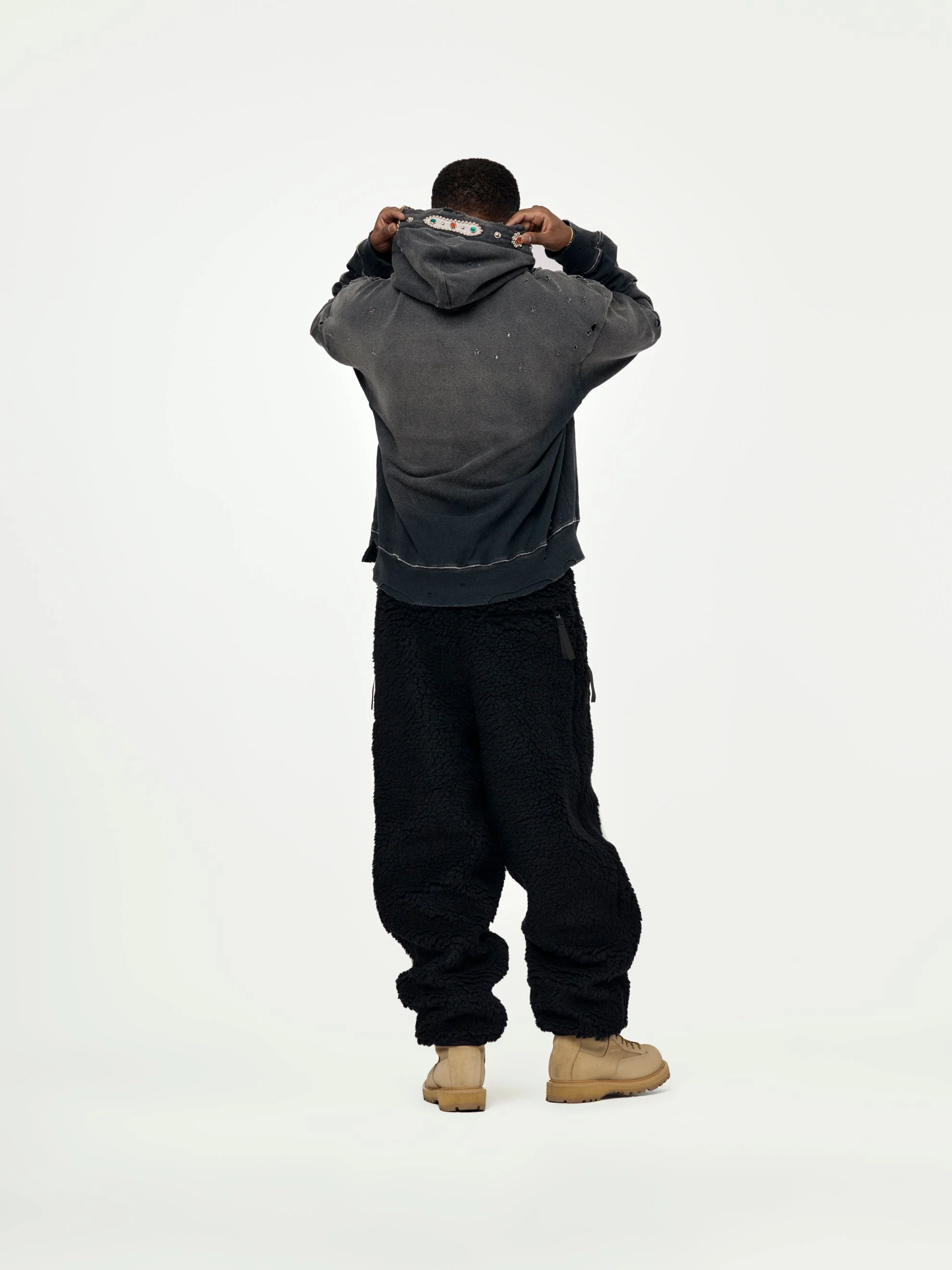 BONE Boa Fleece Fleece Easy Pants (Black) - Image 5