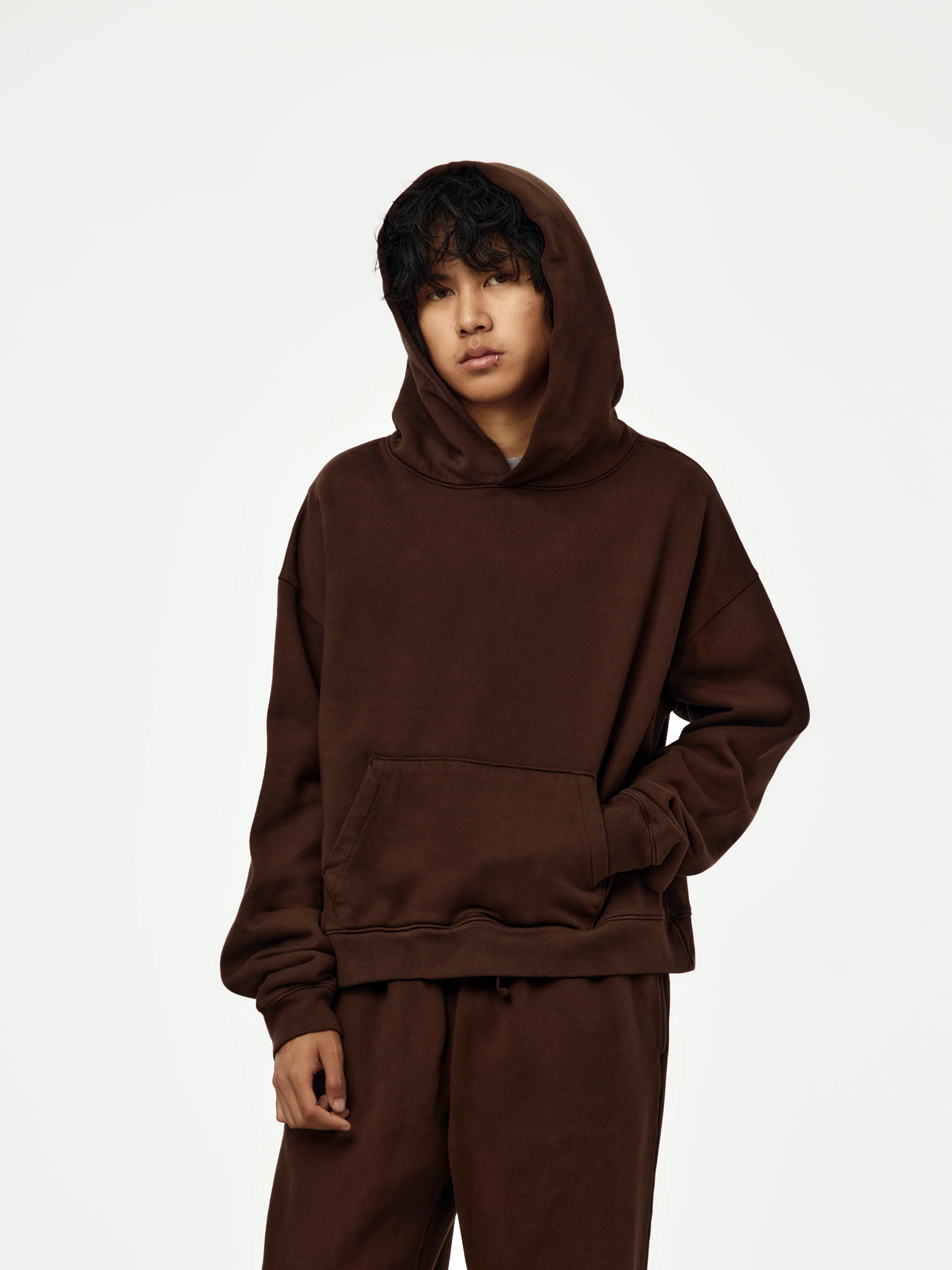 box crop hoodie (brown)