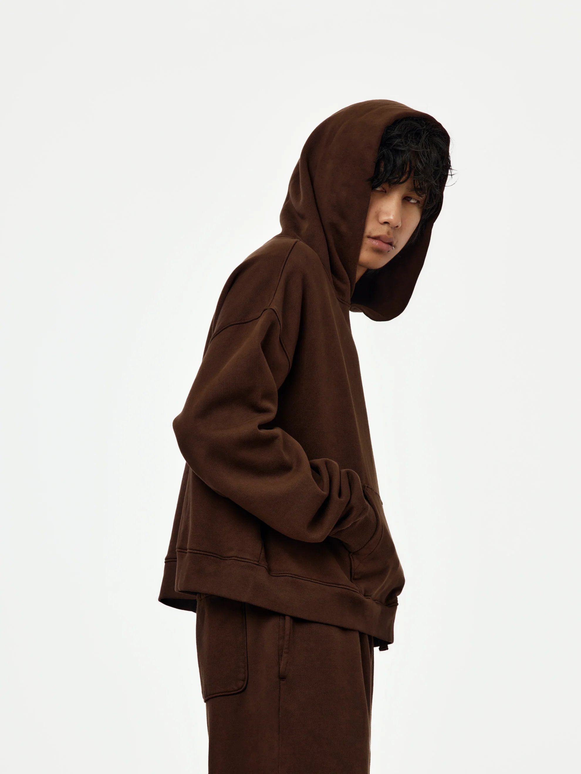 box crop hoodie (brown) - Image 2