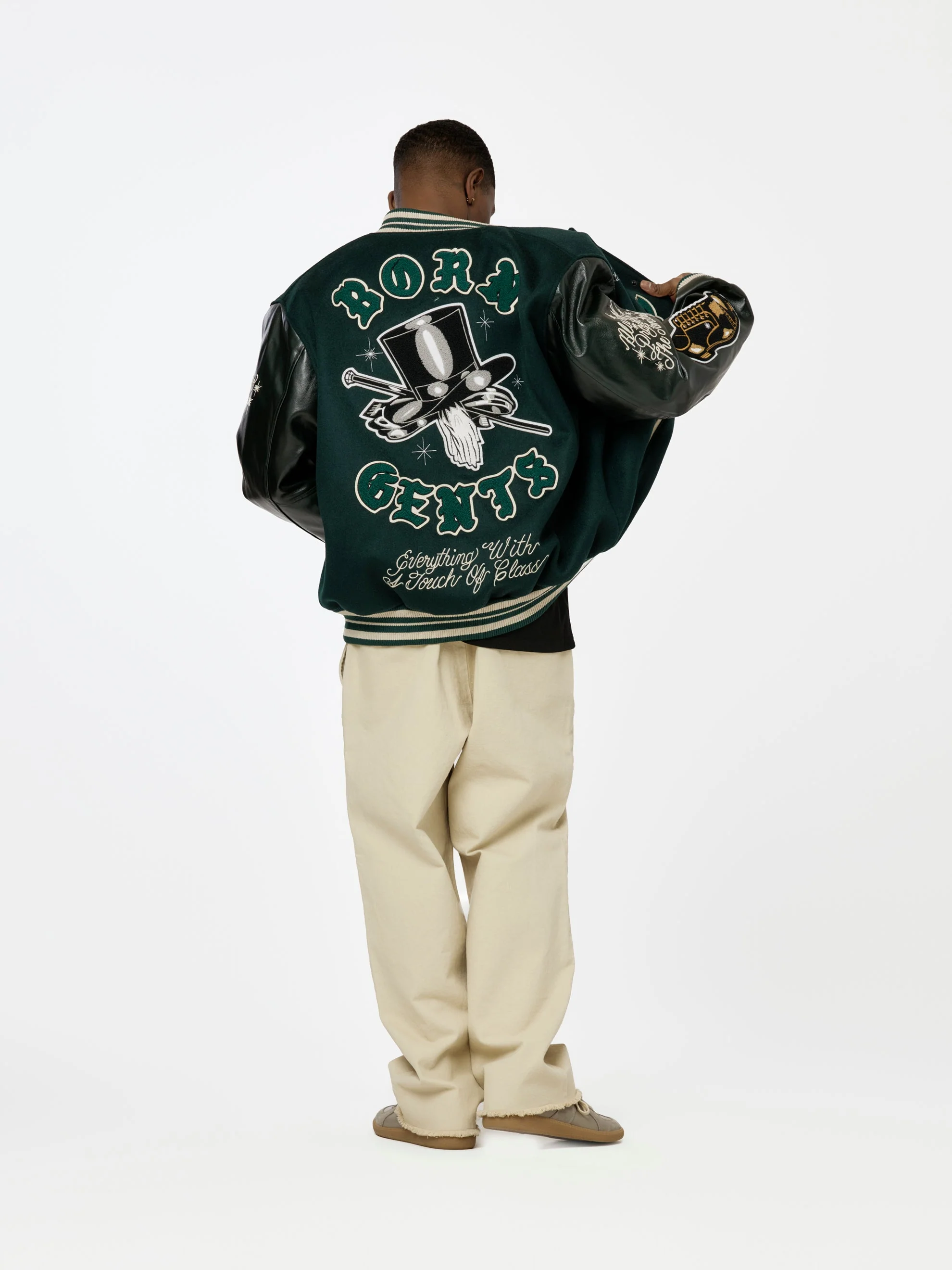 BXR + UNION GENTS OF DESIRE LETTERMAN JACKET (Emerald / Cream) - Image 4