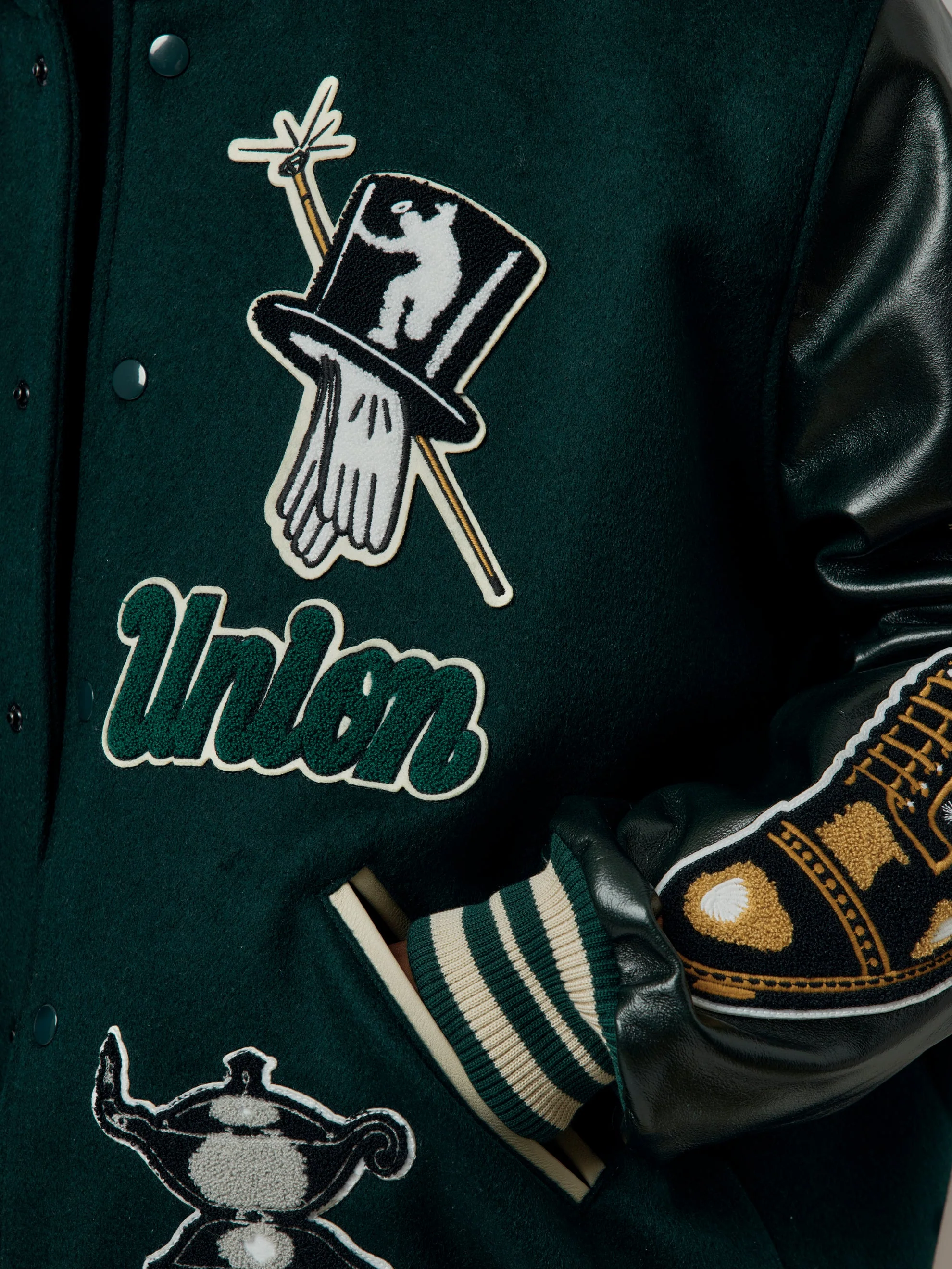 BXR + UNION GENTS OF DESIRE LETTERMAN JACKET (Emerald / Cream) - Image 6