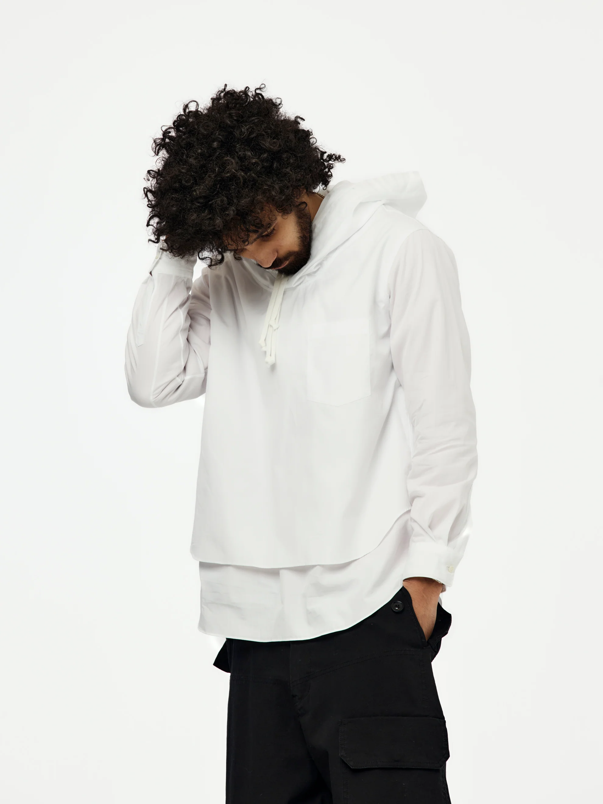 Double Hooded Shirt (White) - Image 2