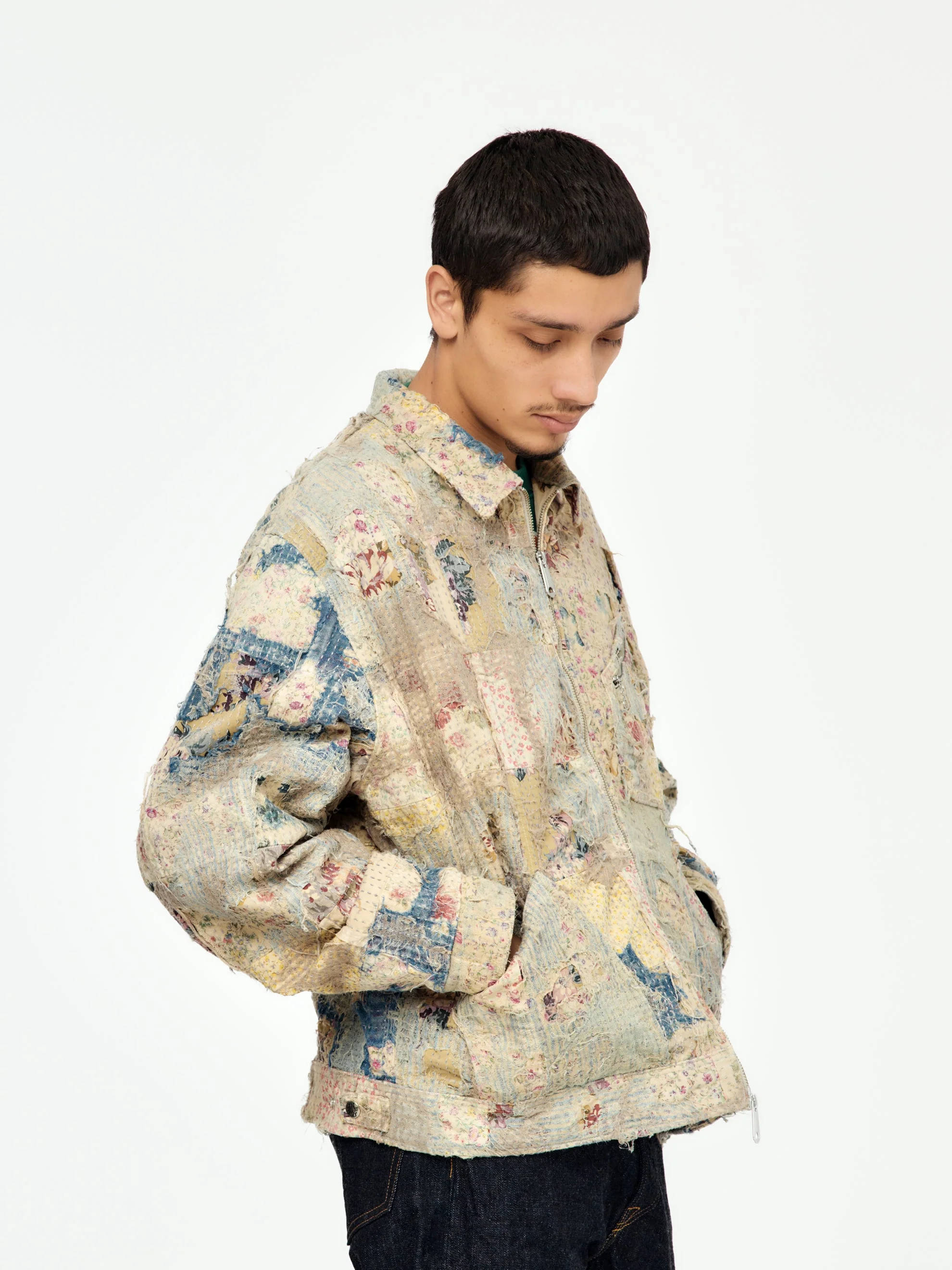 Champetre BORO ZIP UP Blouson (Virgin Mary) (Gray Beige) - Image 2