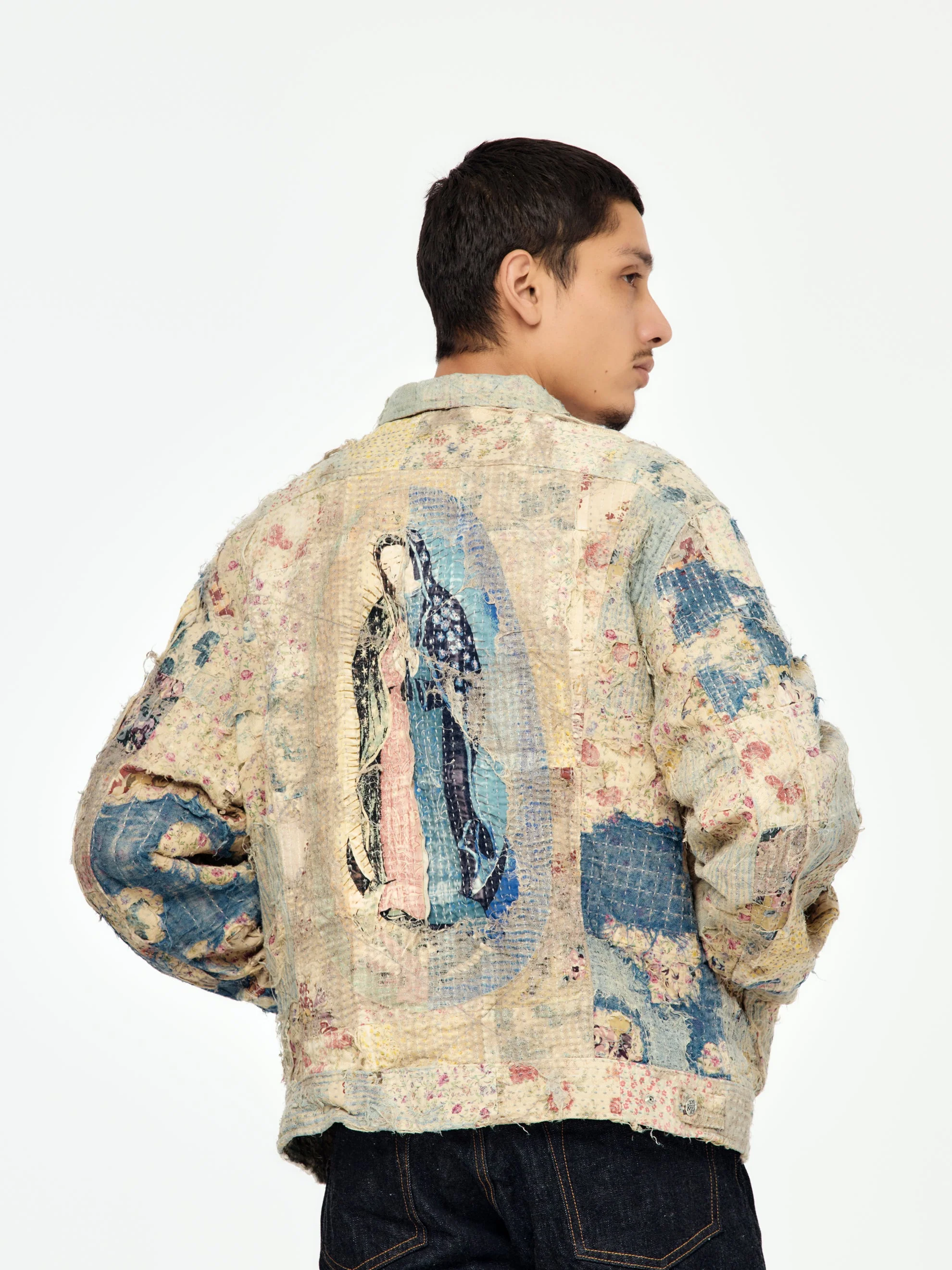 Champetre BORO ZIP UP Blouson (Virgin Mary) (Gray Beige) - Image 3