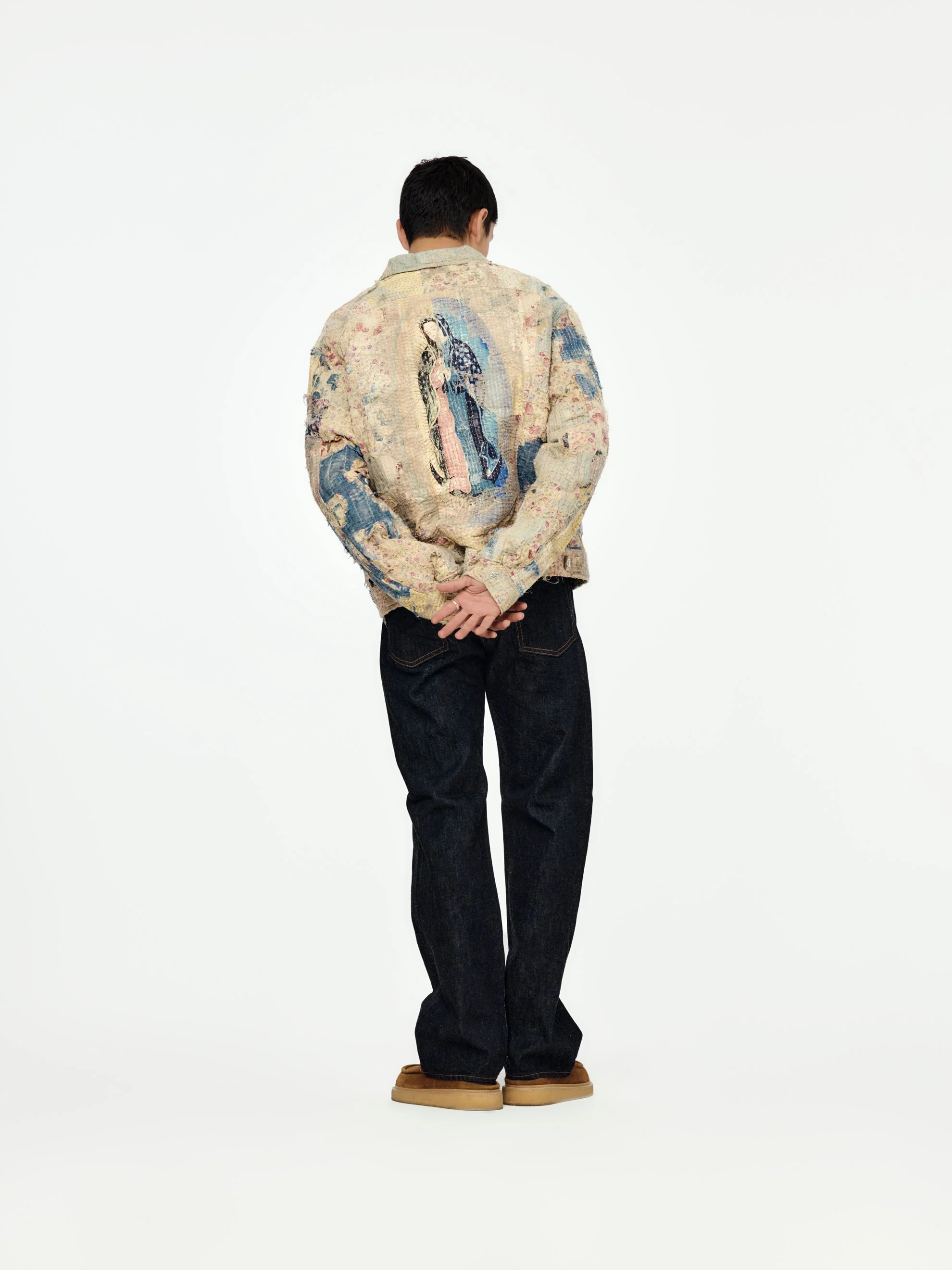 Champetre BORO ZIP UP Blouson (Virgin Mary) (Gray Beige) - Image 5