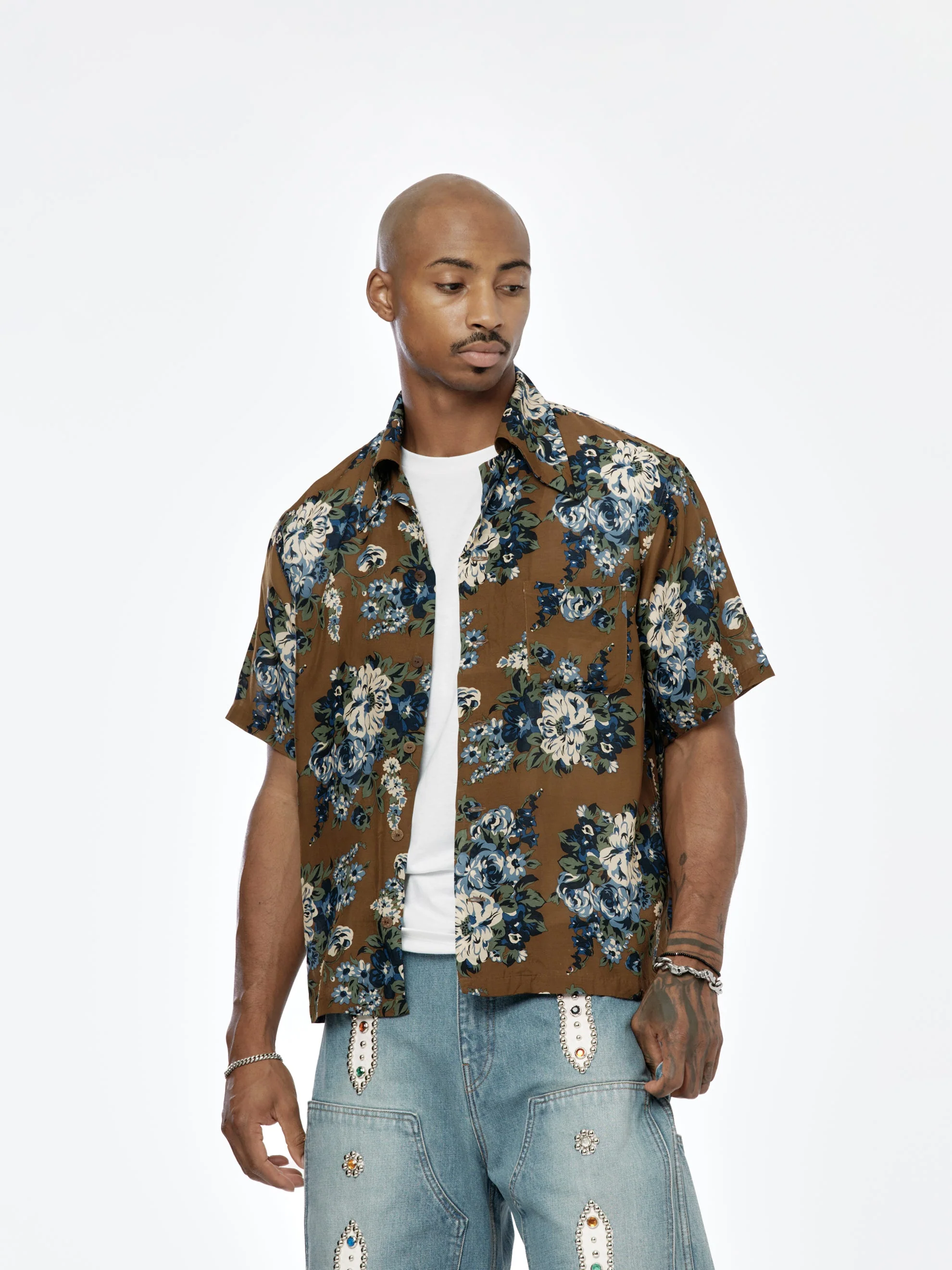 Champetre Maria Wrangle Aloha Shirt (Brown/Khaki) - Image 3