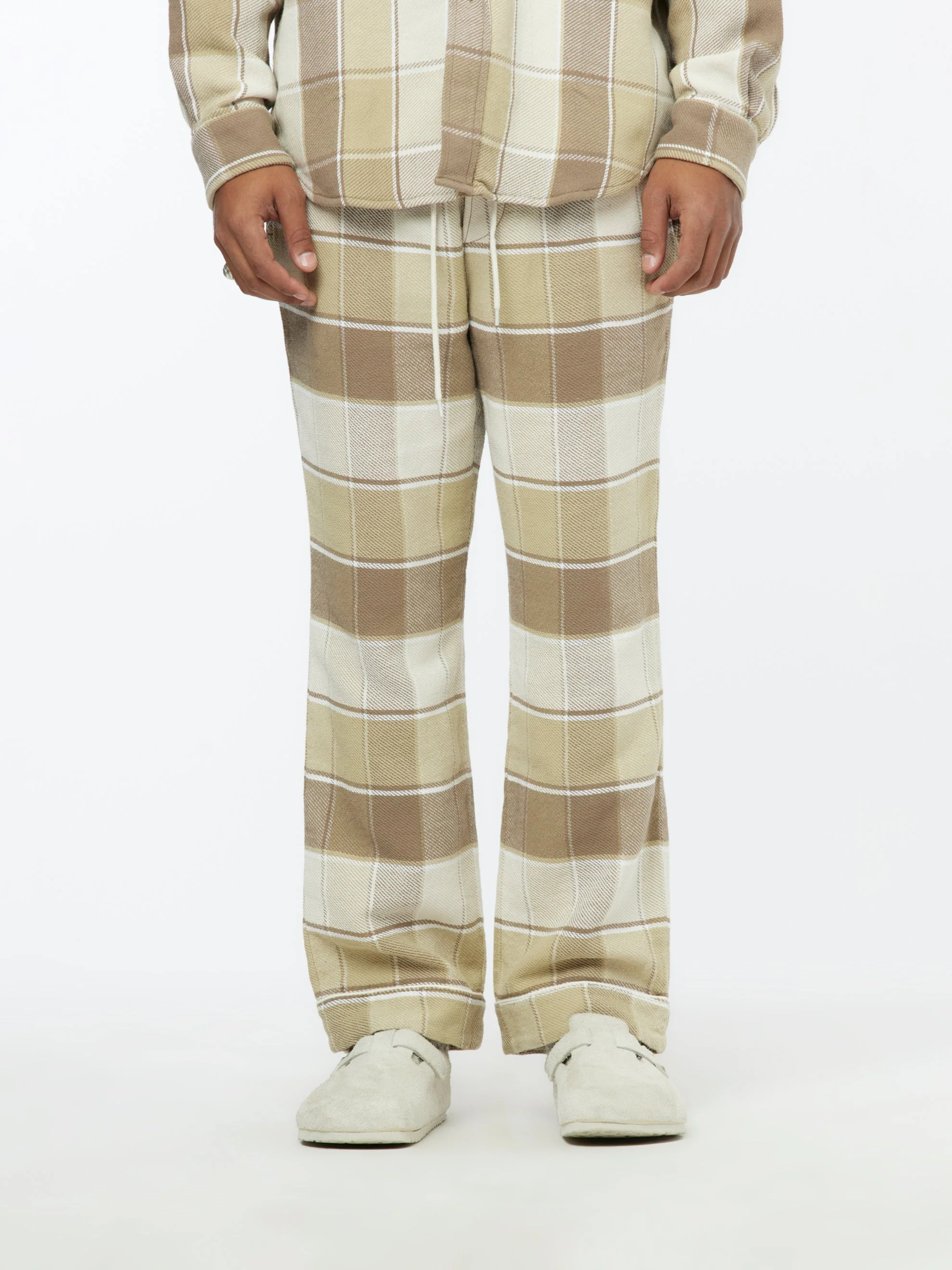 Checkered Pajama Pants (Beige)
