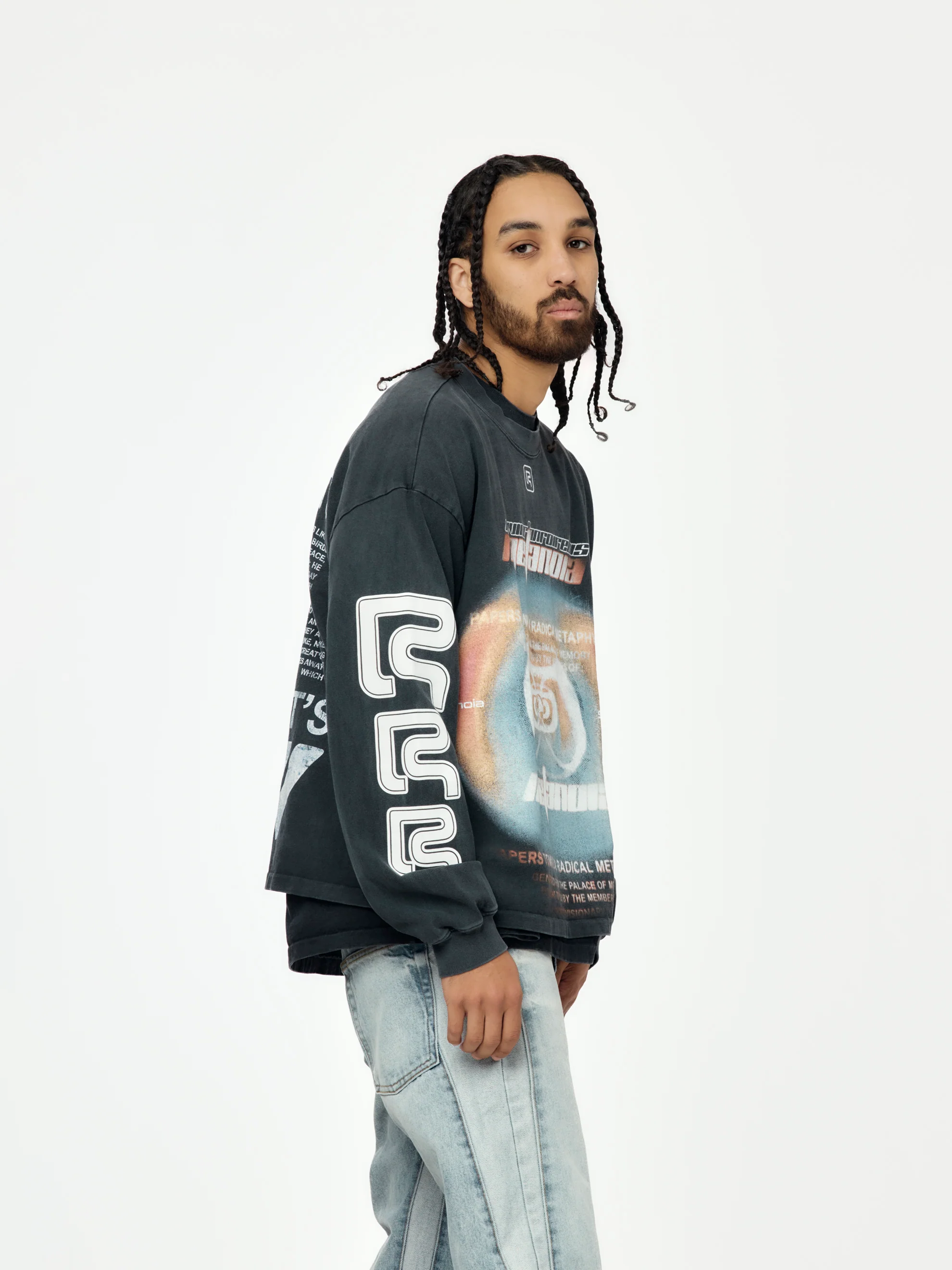 Divinity Paper Garden LS Tee (Faded Black) - Image 2