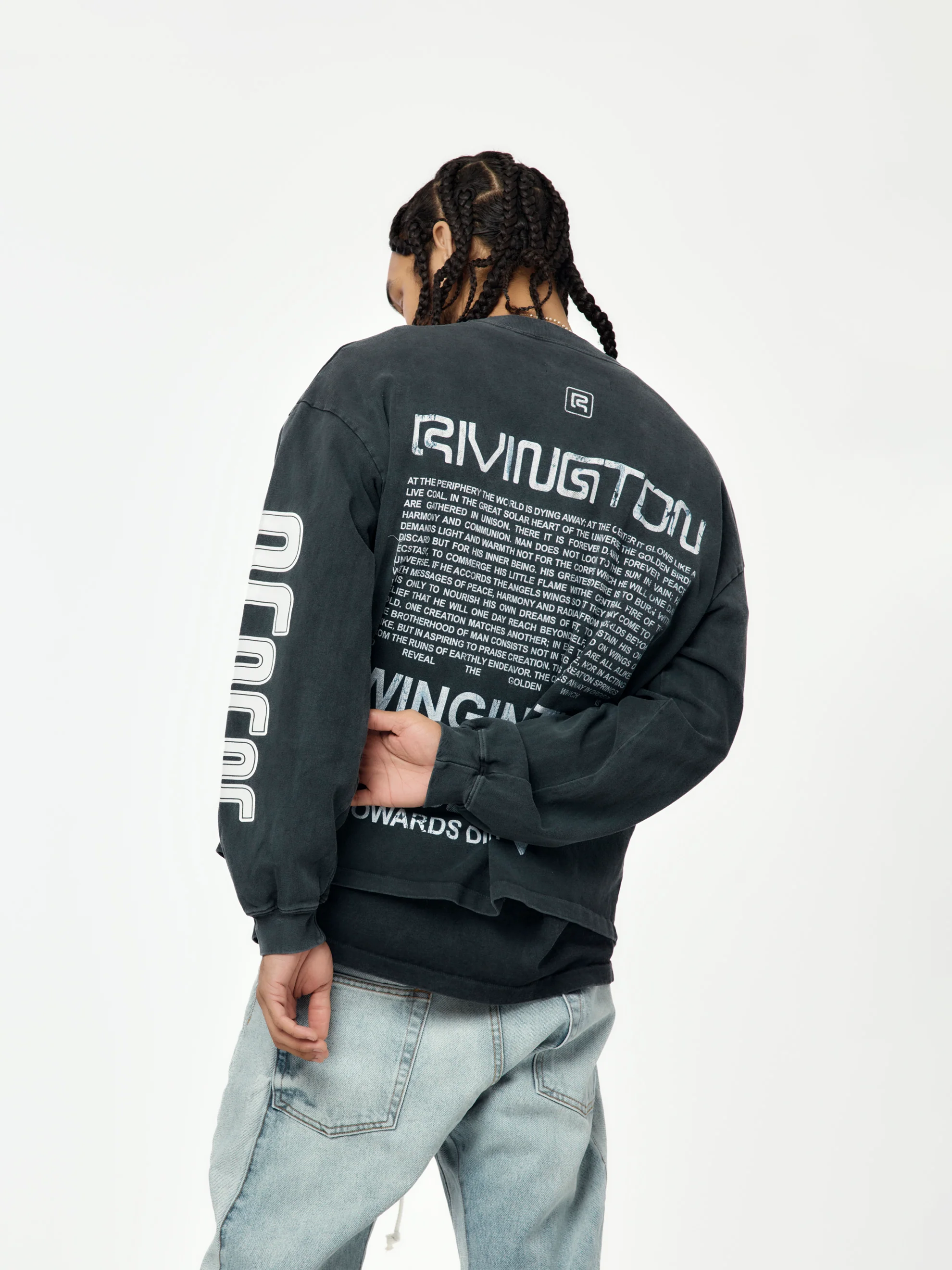 Divinity Paper Garden LS Tee (Faded Black) - Image 3