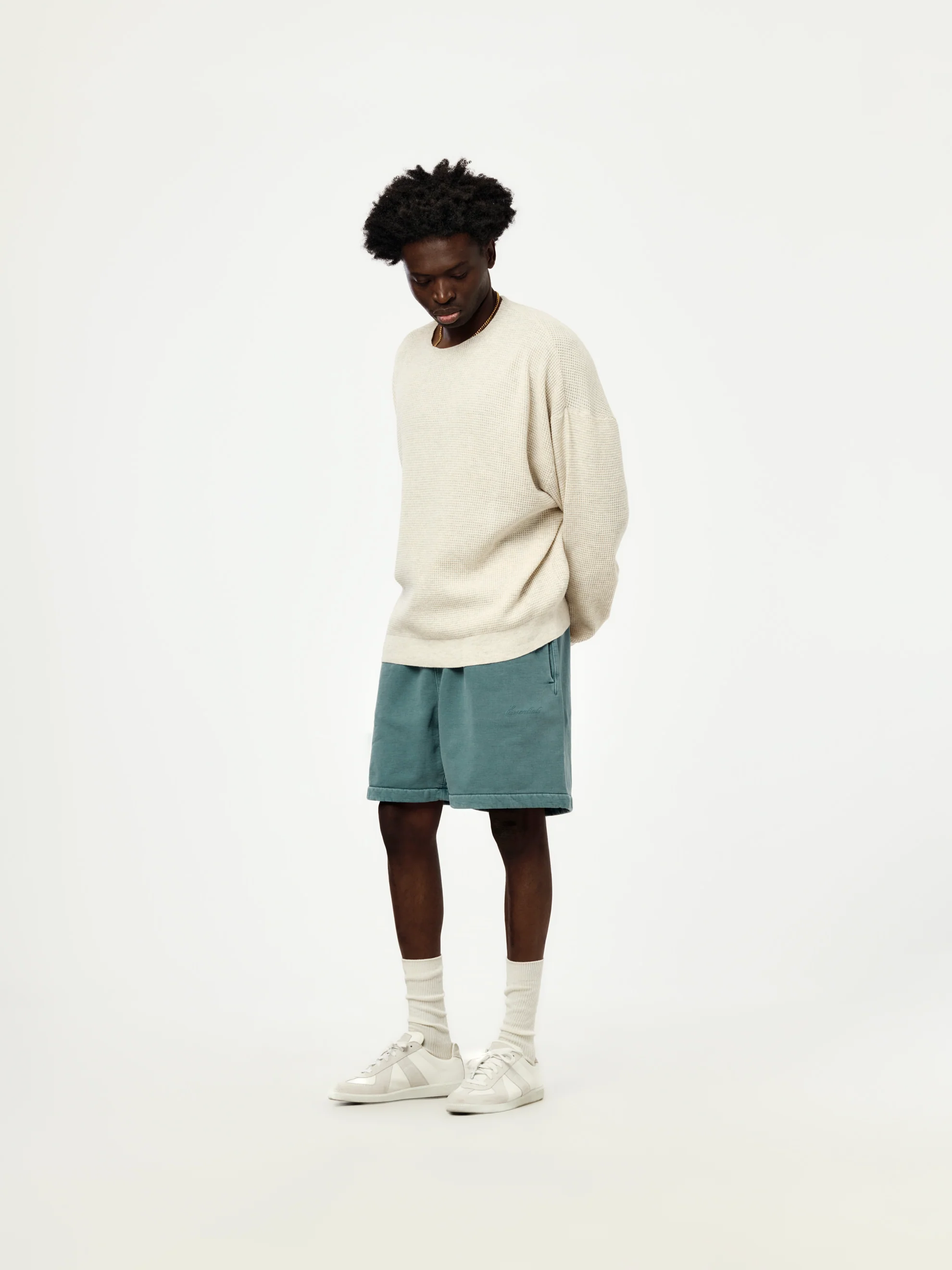 SIGNATURE WAFFLE 90'S CREWNECK SWEATER (OATMEAL HEATHER) - Image 4