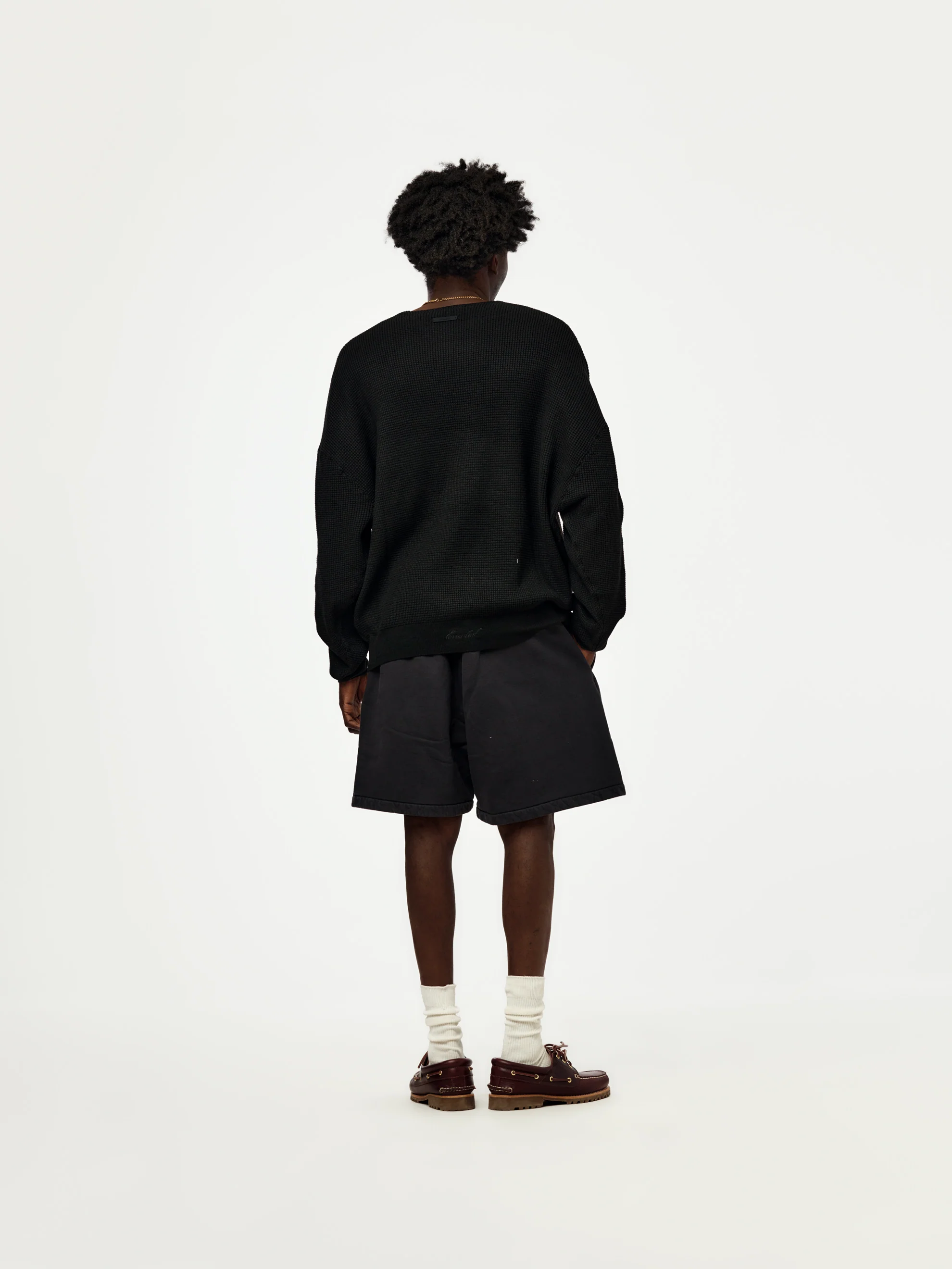 SIGNATURE WAFFLE 90'S CREWNECK SWEATER (VINTAGE BLACK) - Image 5