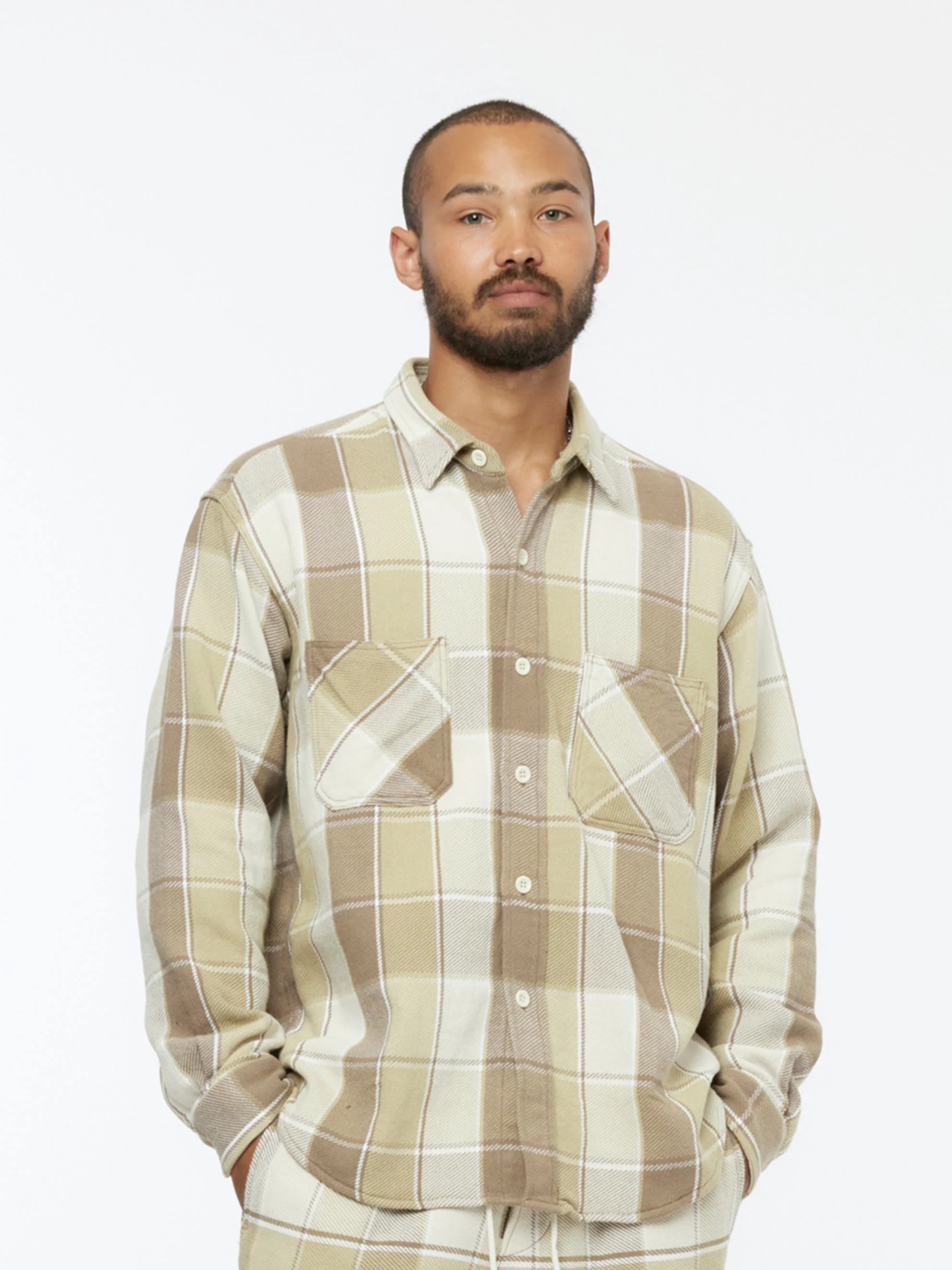 Checkered Pajama Shirt (Beige)
