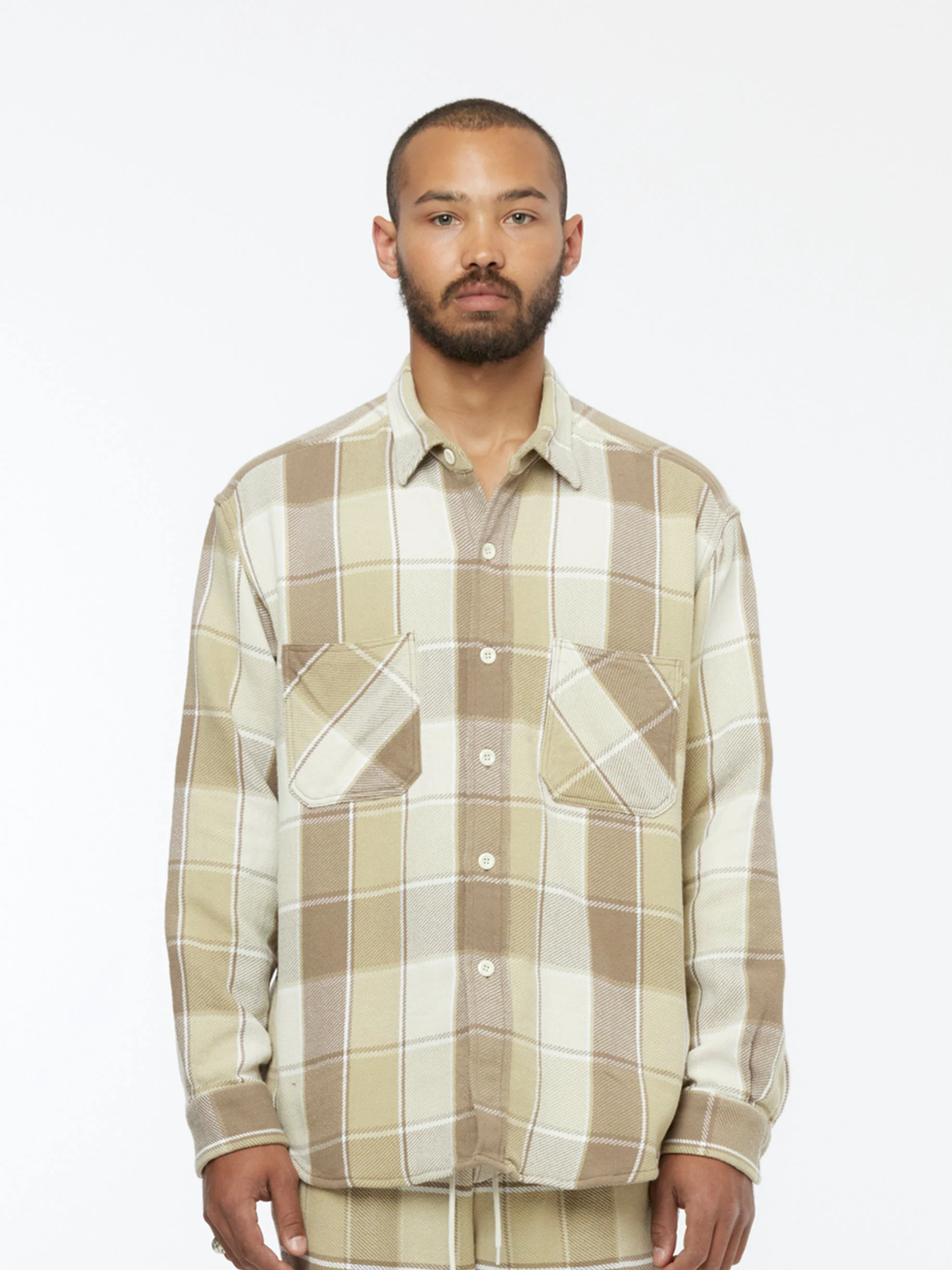 Checkered Pajama Shirt (Beige) - Image 2