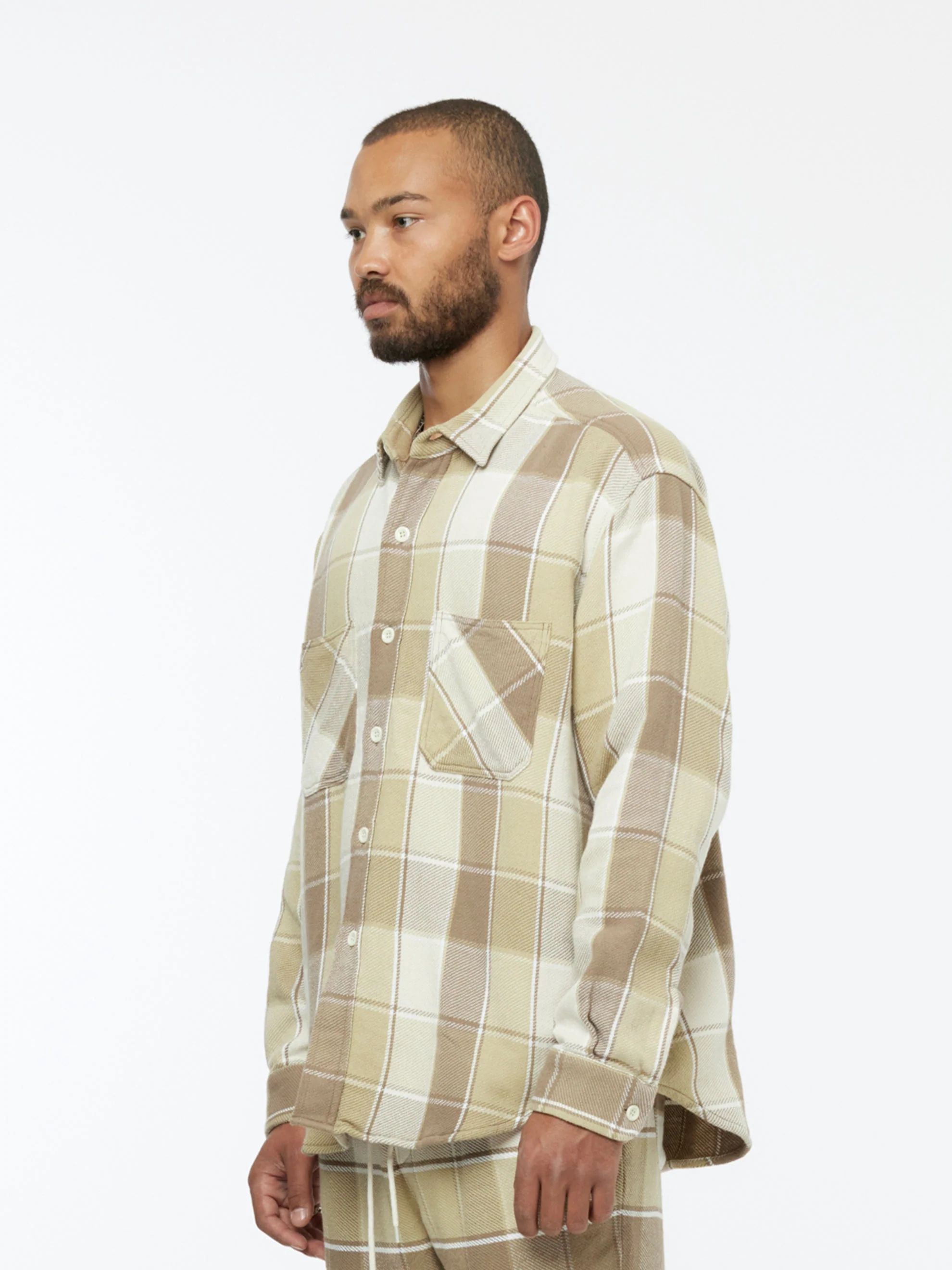 Checkered Pajama Shirt (Beige) - Image 3