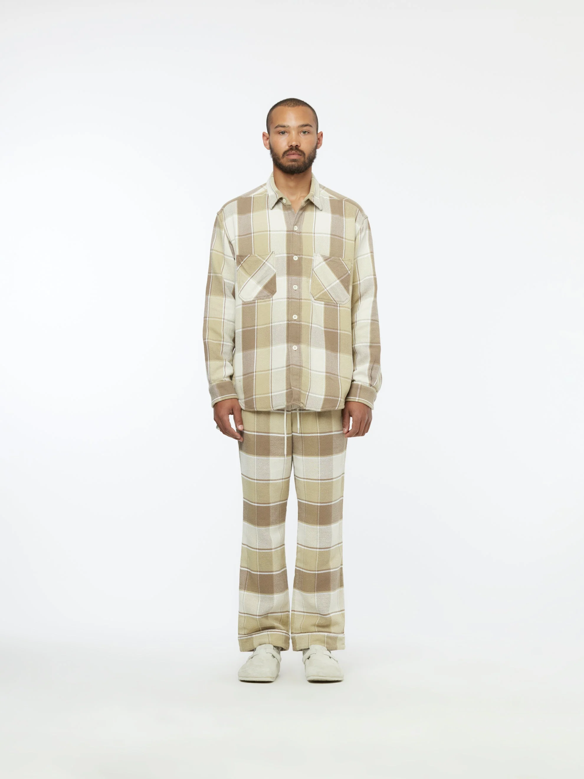 Checkered Pajama Shirt (Beige) - Image 5
