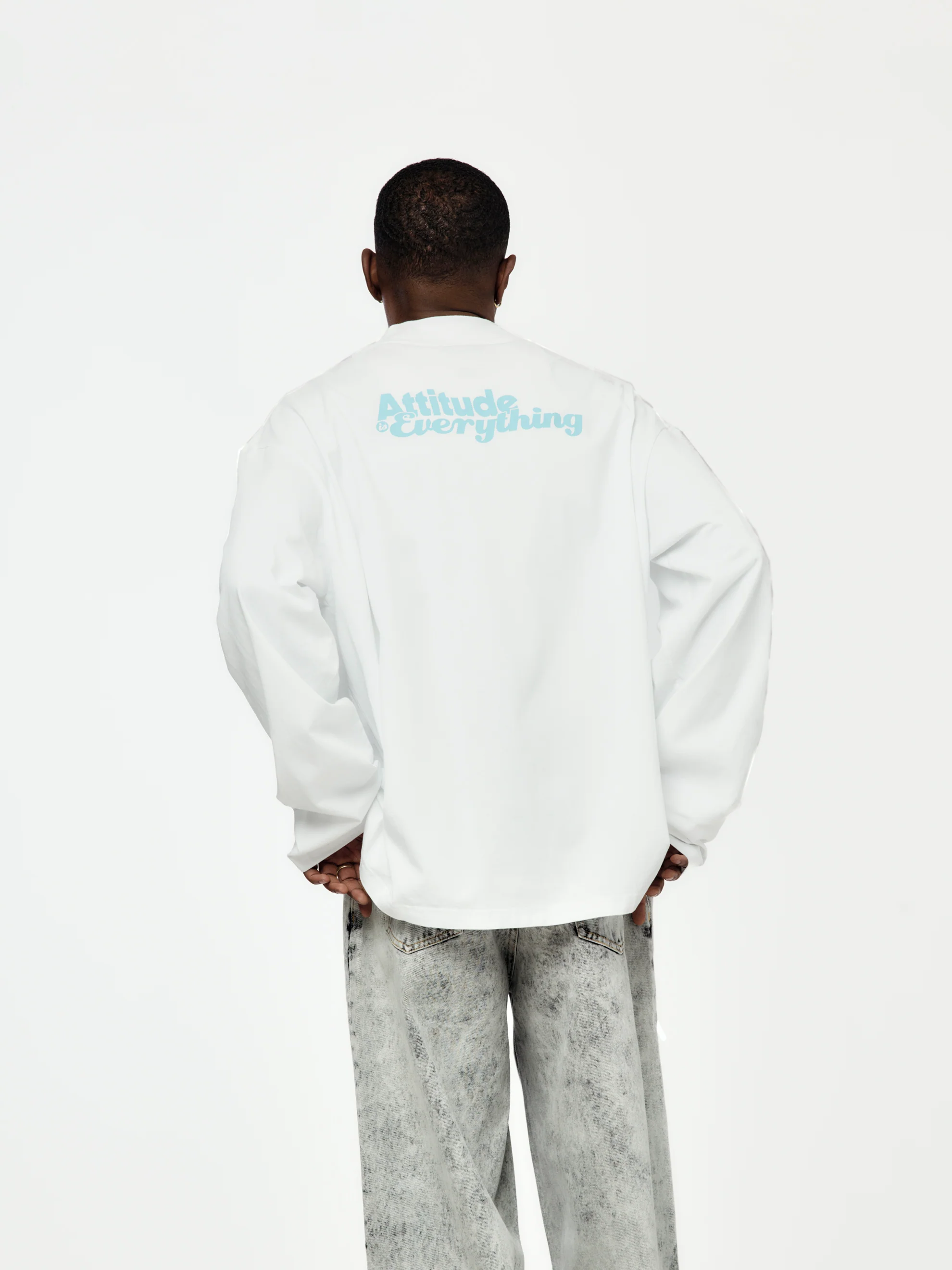 Funnel Neck L/S T-Shirt (White) - Image 3