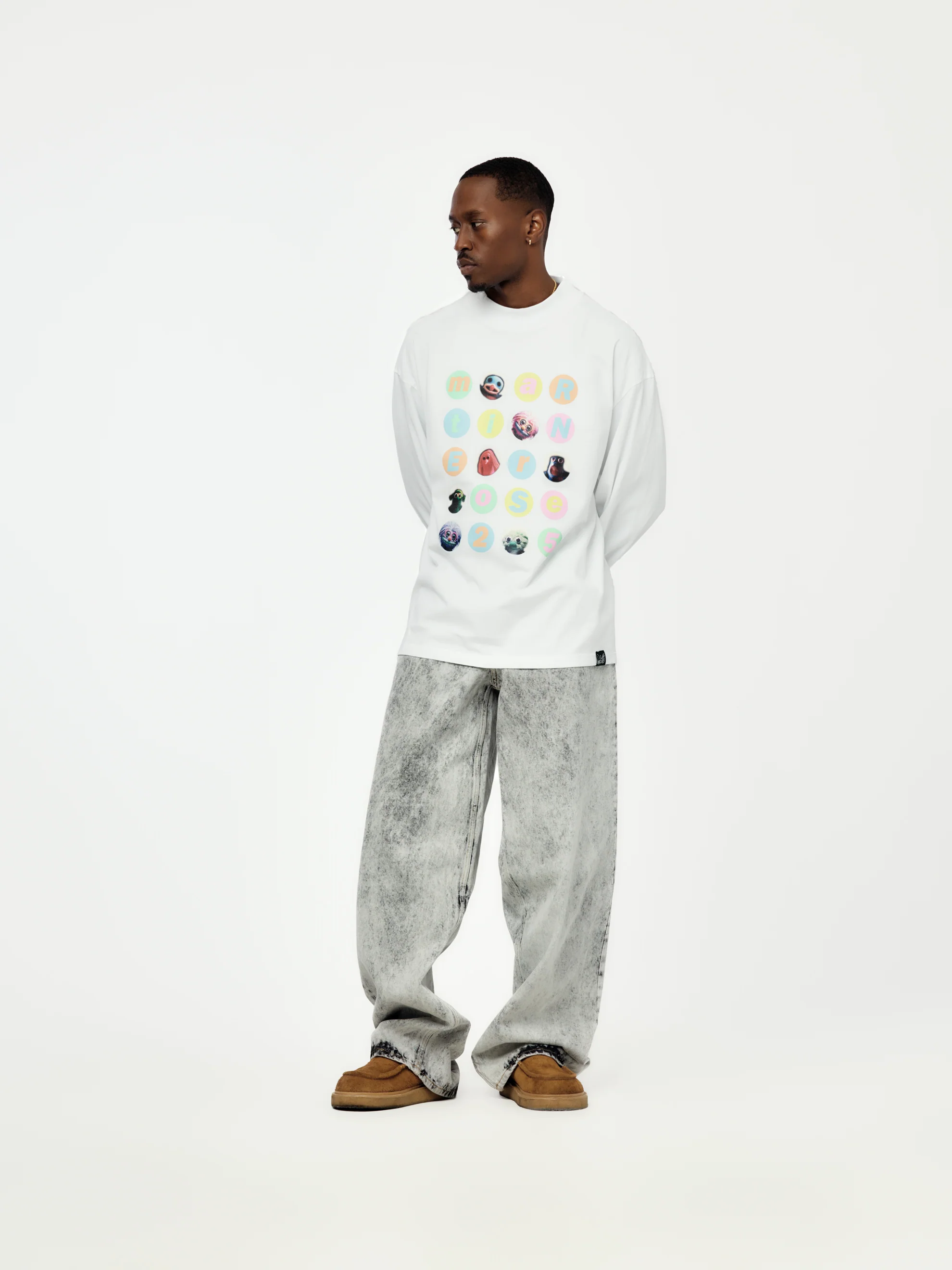Funnel Neck L/S T-Shirt (White) - Image 4