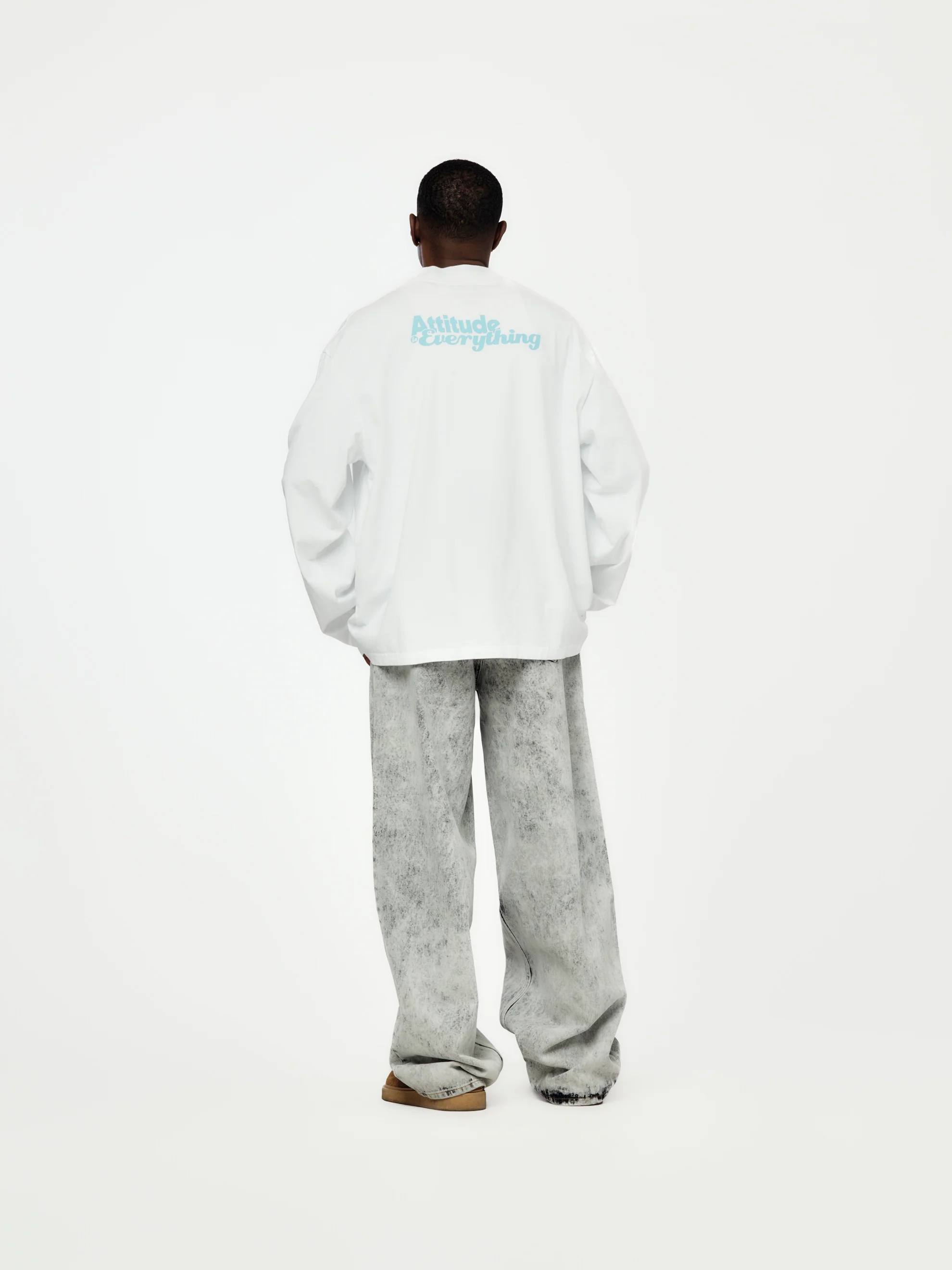 Funnel Neck L/S T-Shirt (White) - Image 5