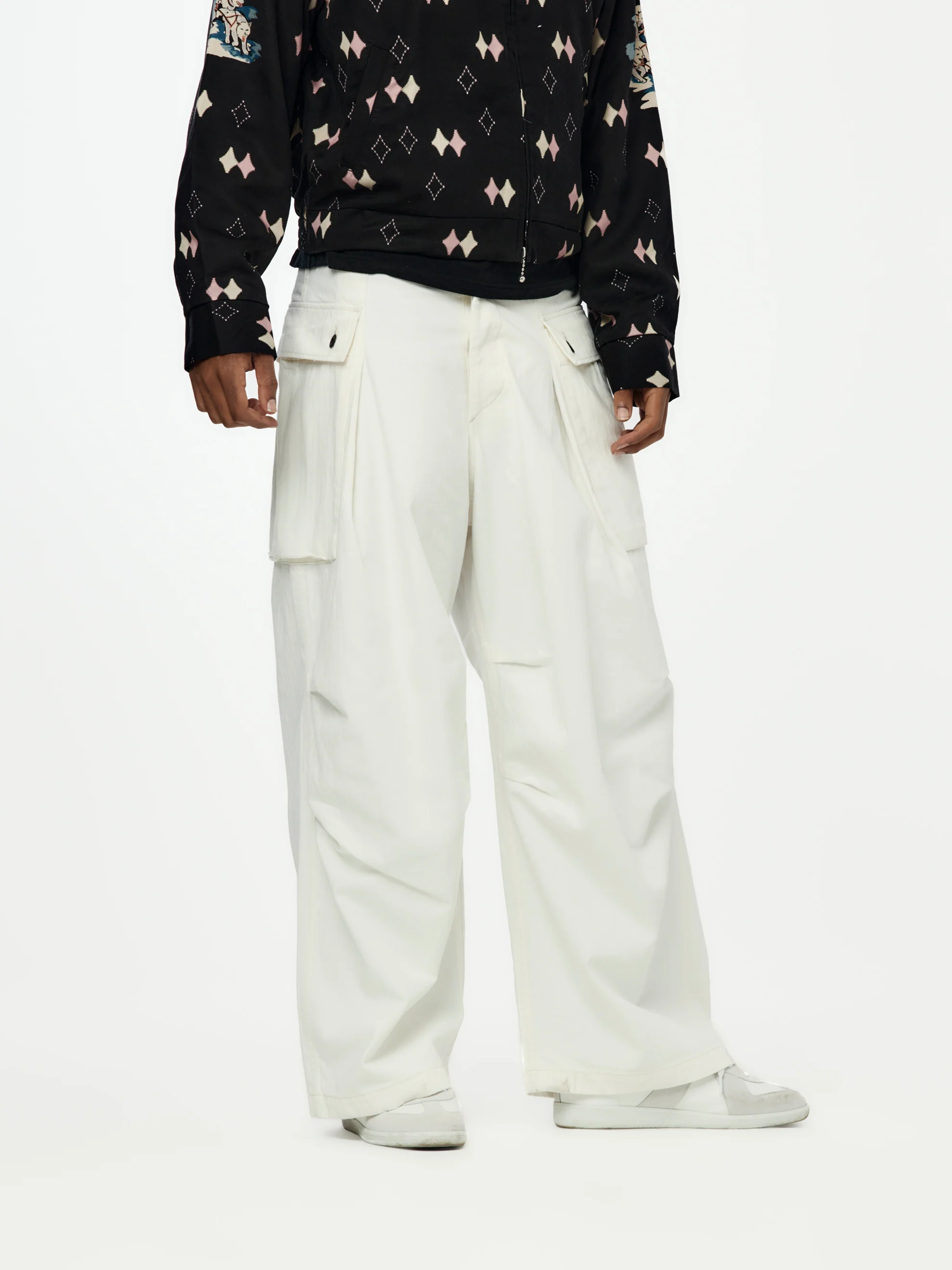 Herringbone JUMBO MONKEY Pants (White) - Image 2
