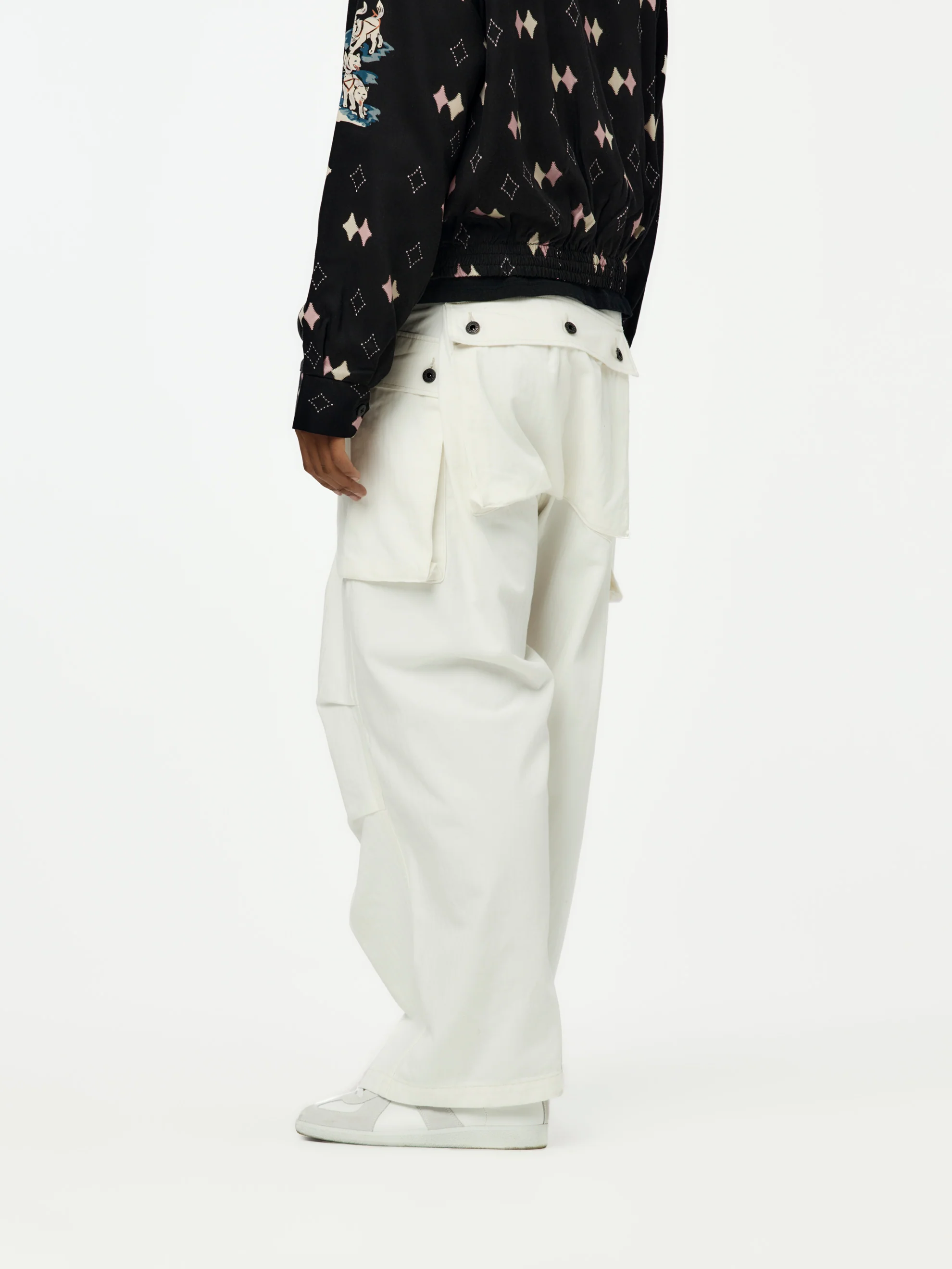 Herringbone JUMBO MONKEY Pants (White) - Image 3