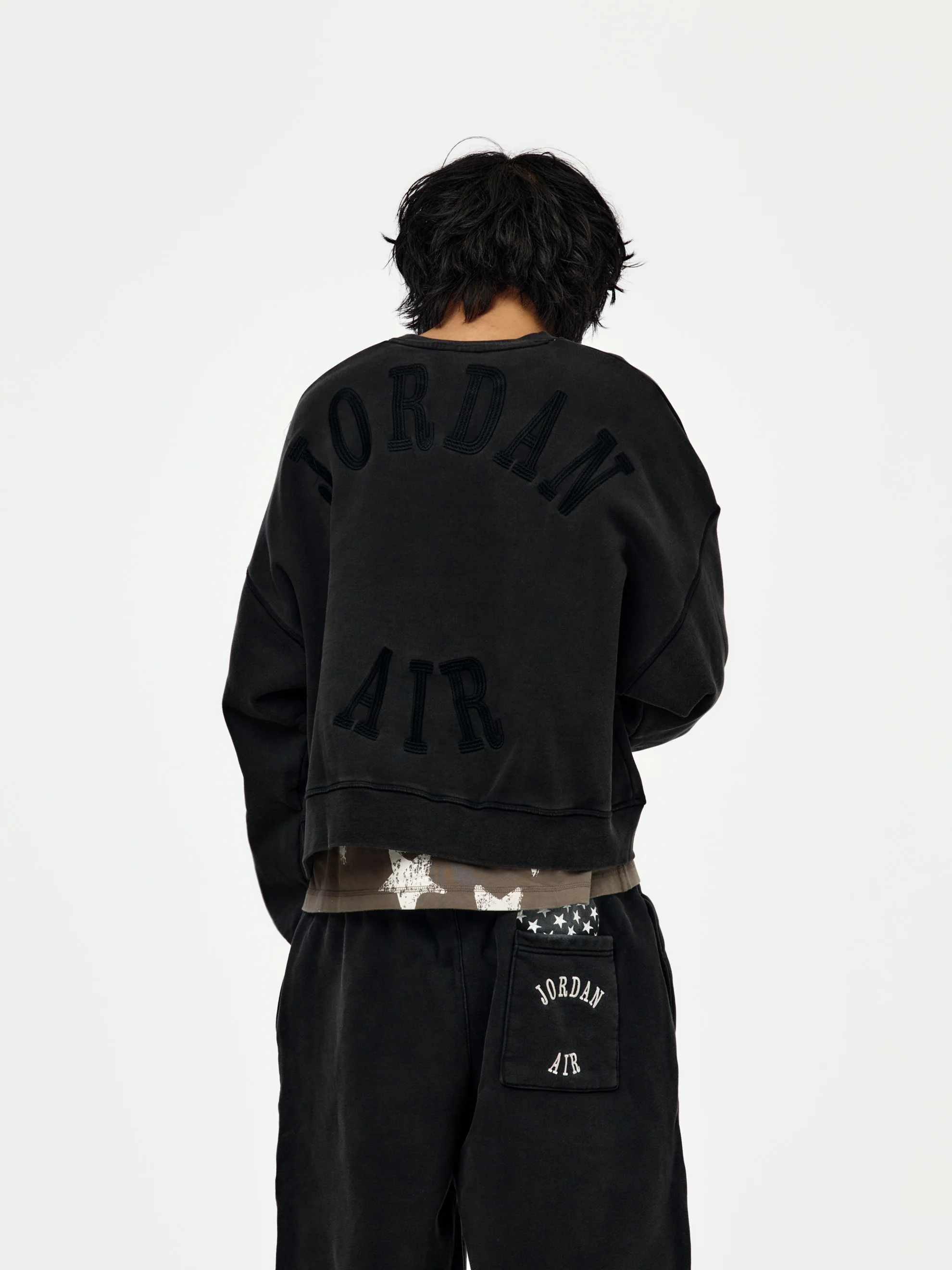 Jordan x IH Cropped Crewneck (BLACK) - Image 3