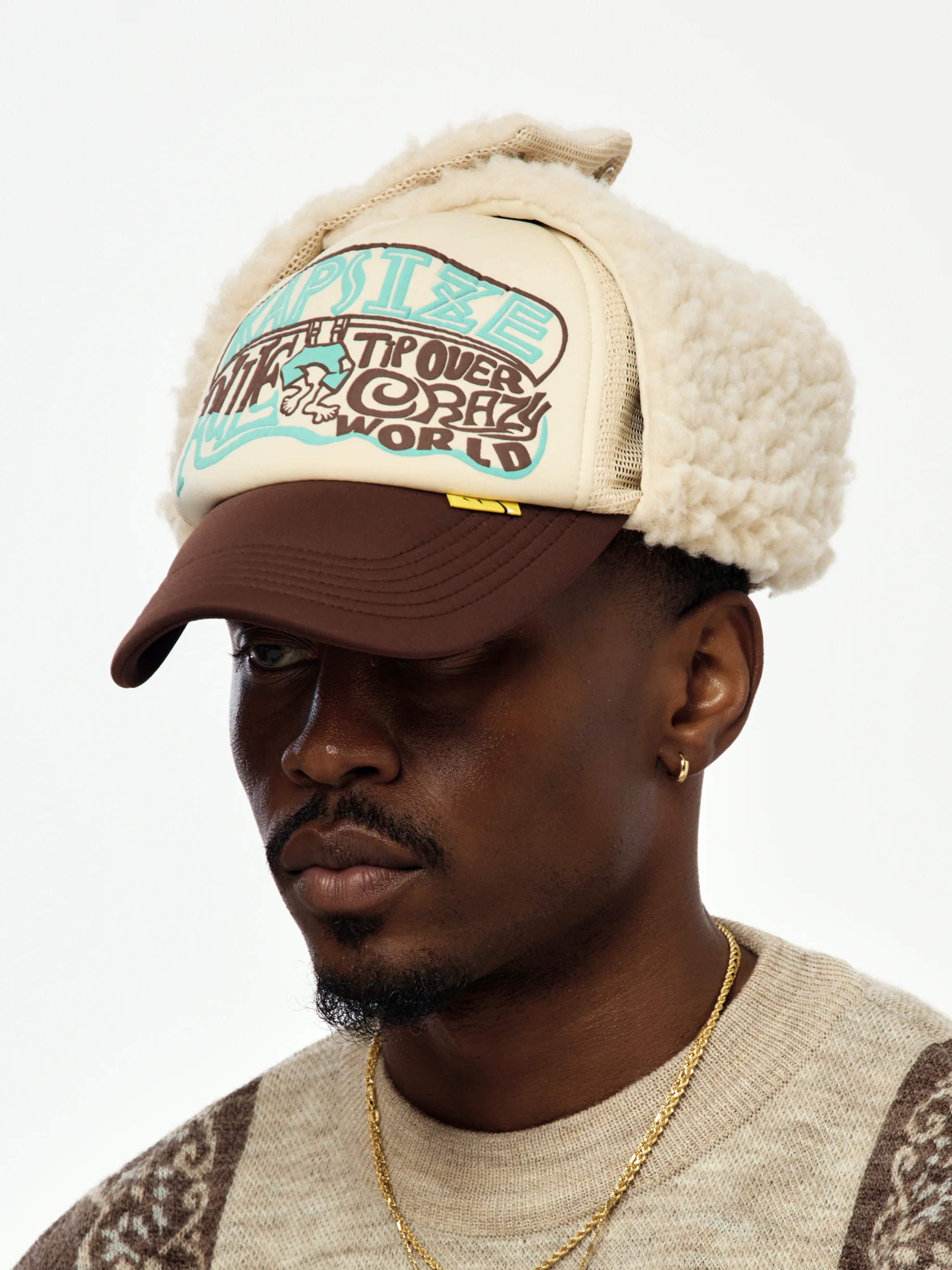 KAPSIZE RULE LUMBER Trucker Cap (Ecru/Brown) - Image 2