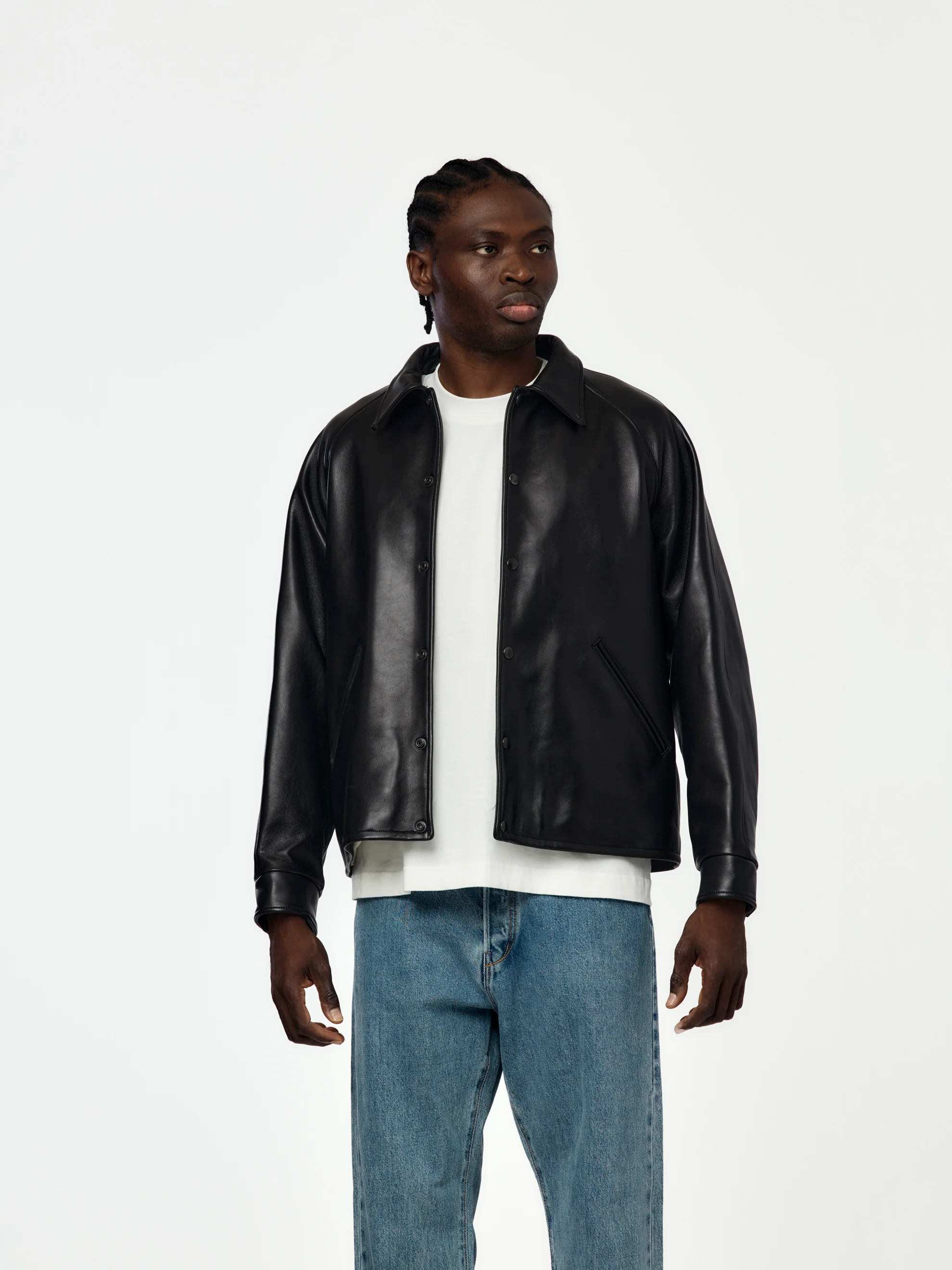 Leather Coach Jacket(Black)