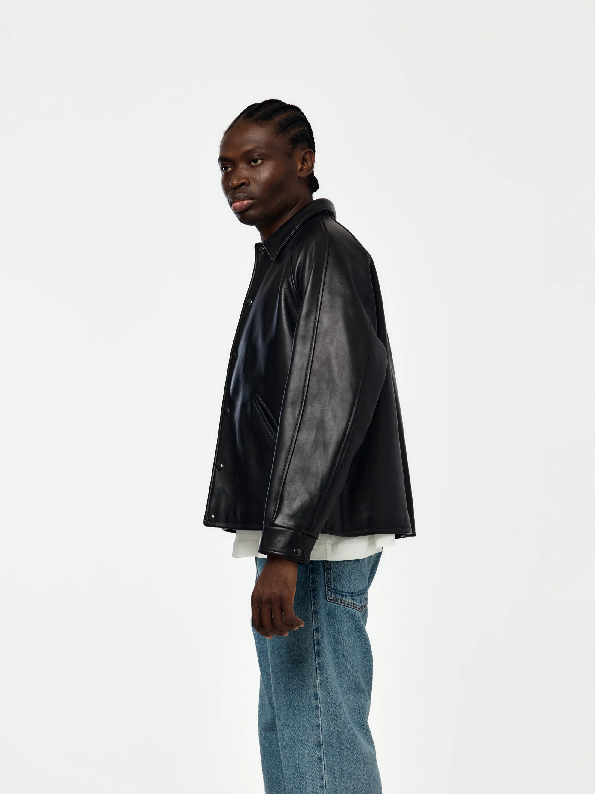 Leather Coach Jacket(Black) - Image 2