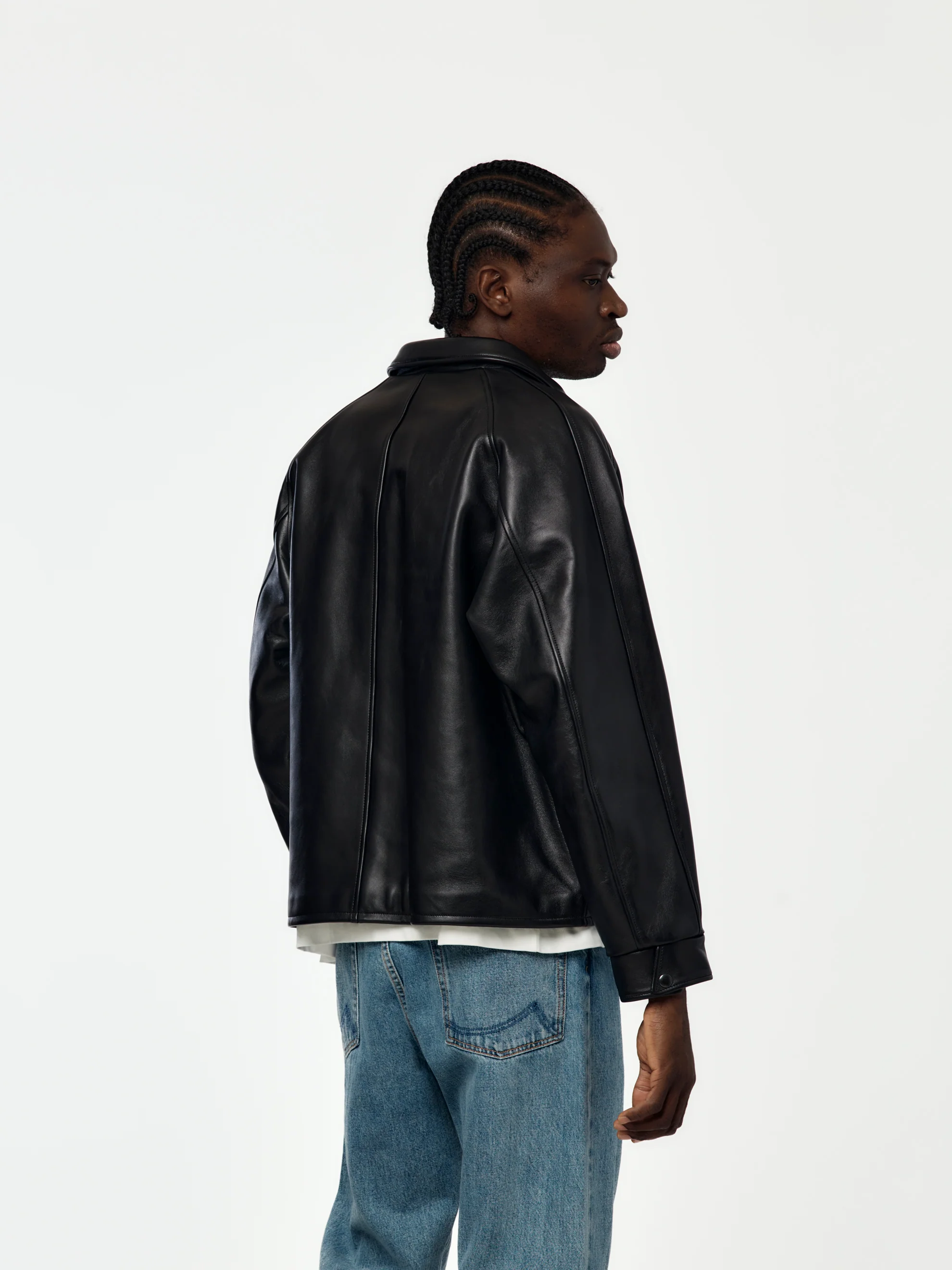 Leather Coach Jacket(Black) - Image 4