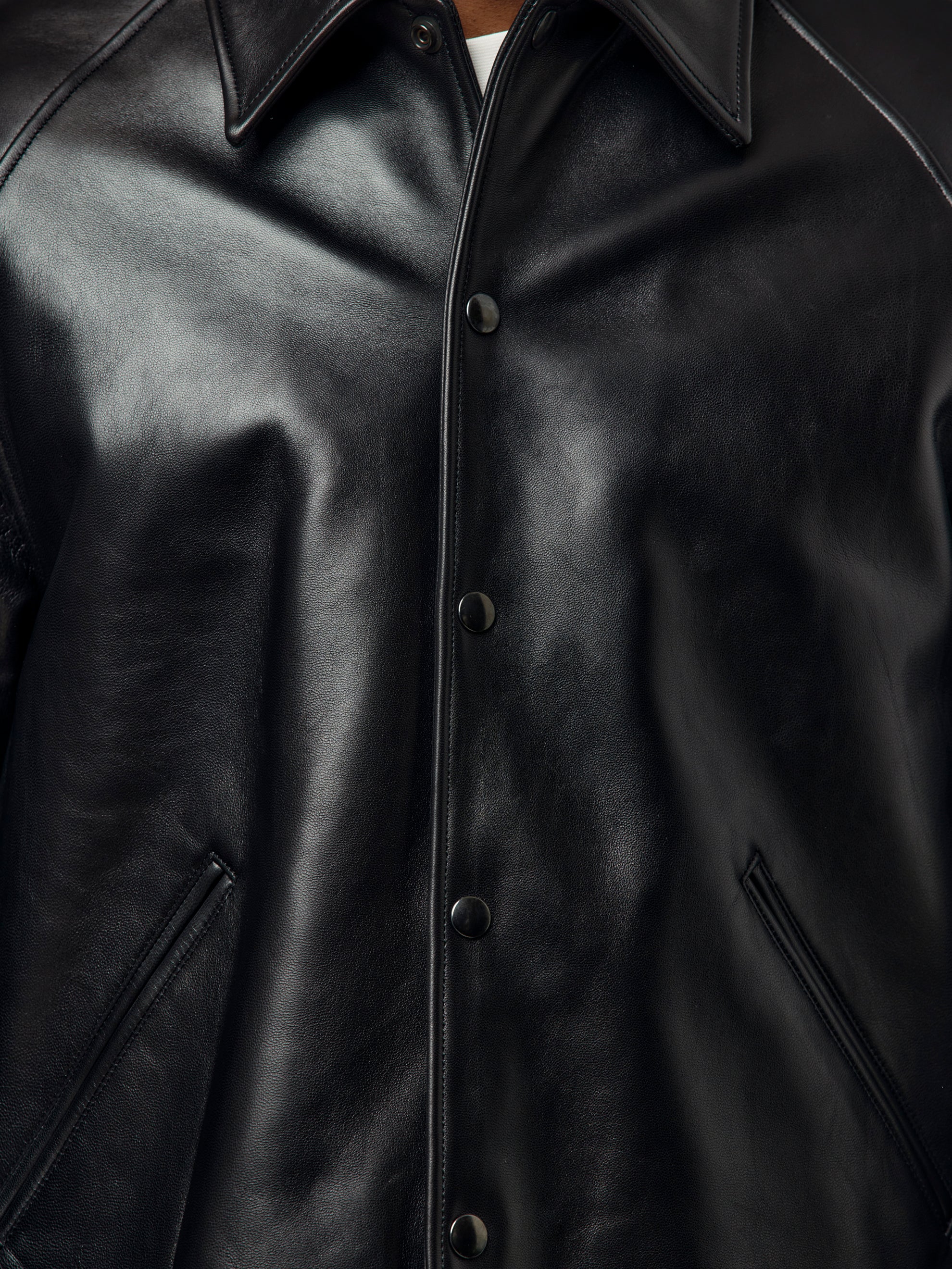 Leather Coach Jacket(Black) - Image 7