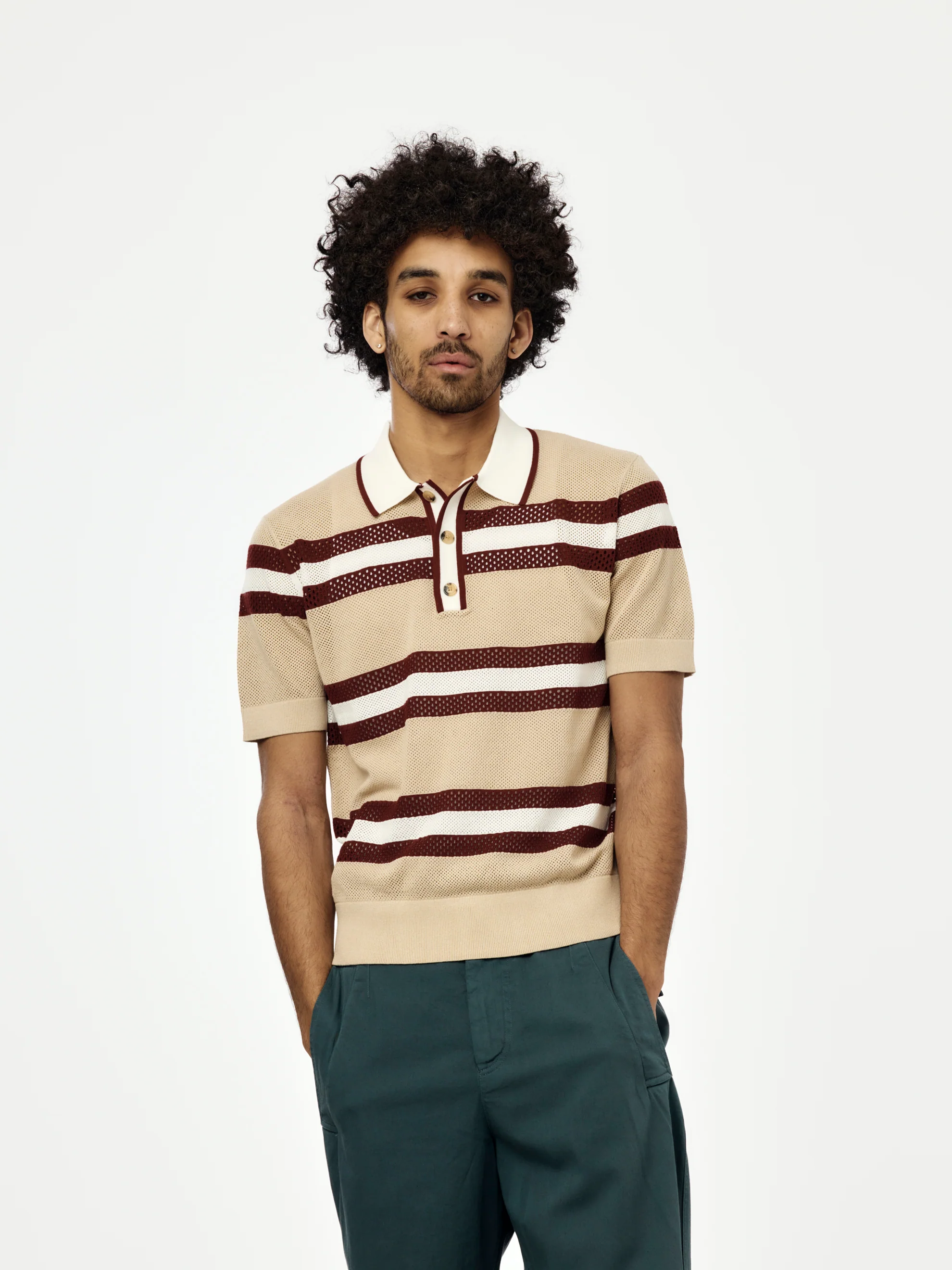 Mercy Stripe Polo (Beige)