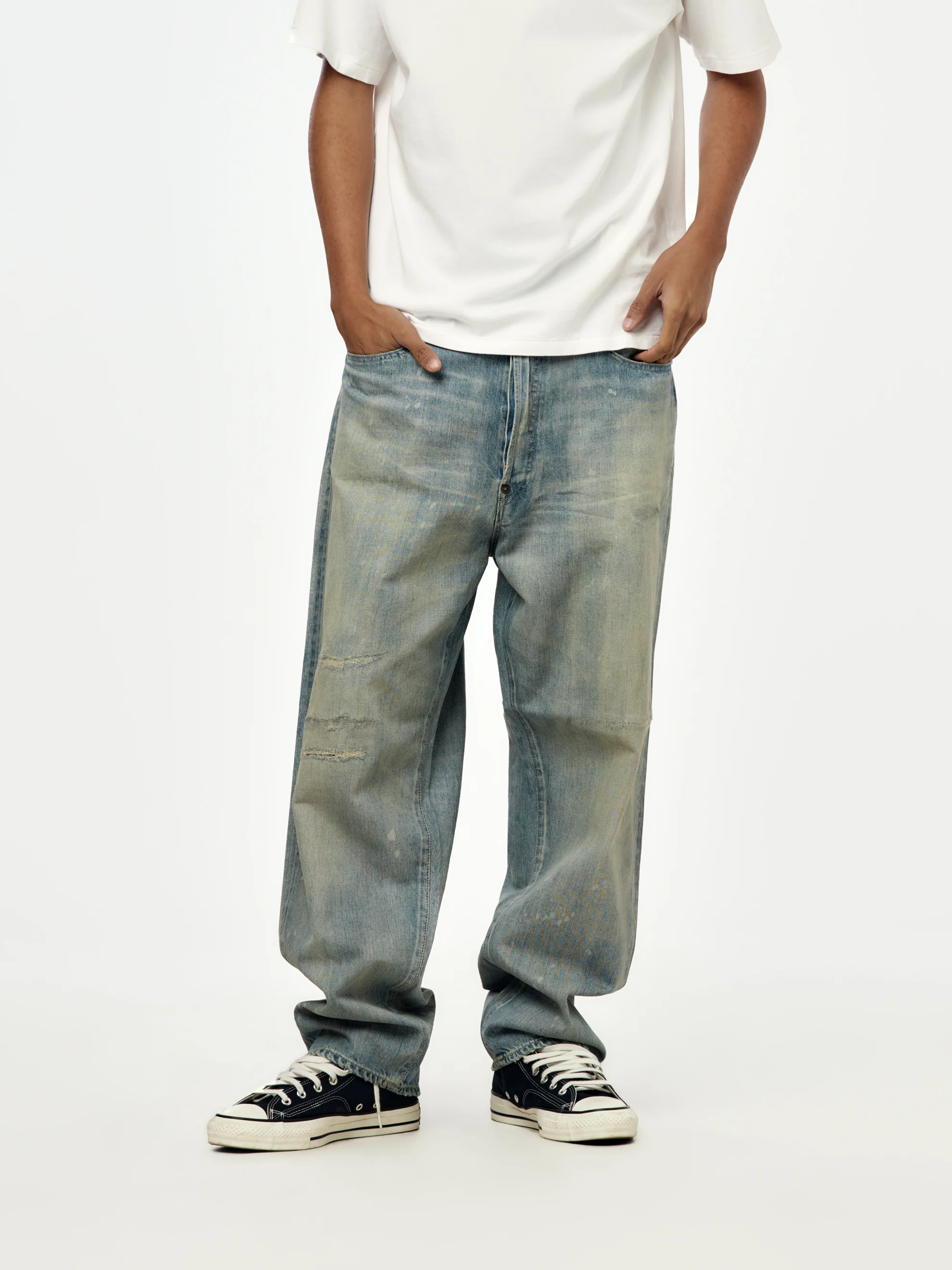 No.37 Washed Wide Denim Pants (BLEACH) (SIS)