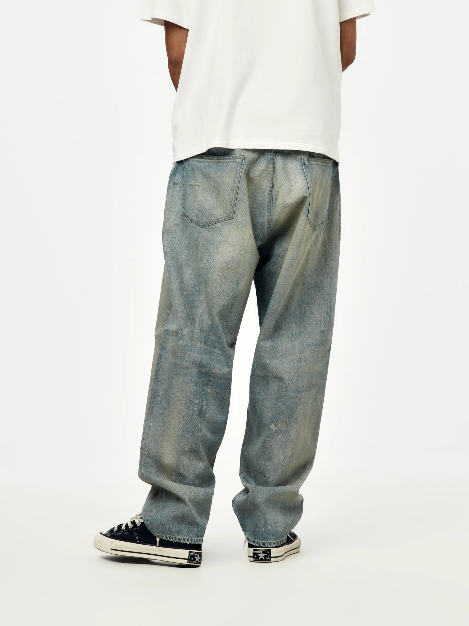 No.37 Washed Wide Denim Pants (BLEACH) (SIS) - Image 3