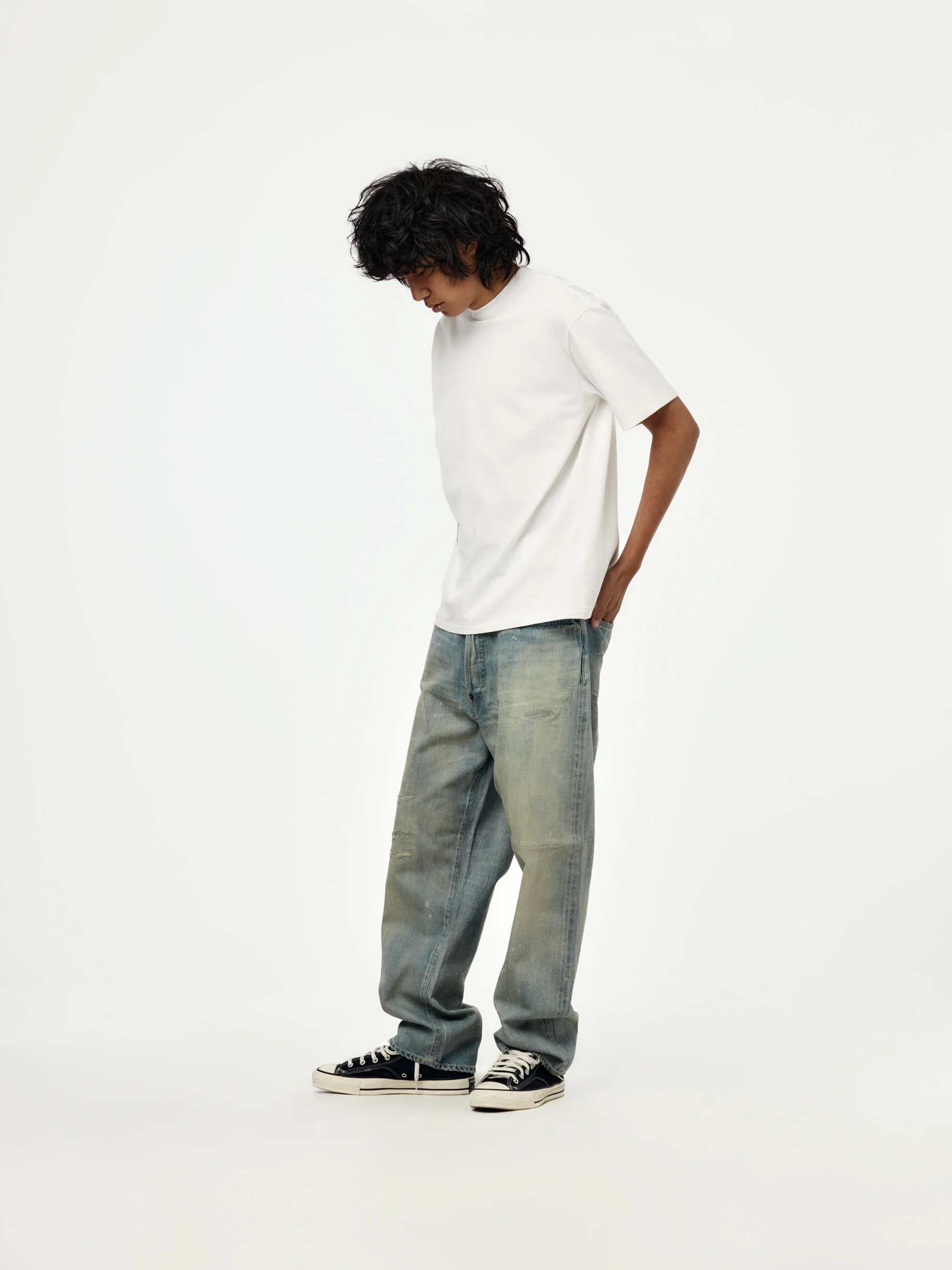 No.37 Washed Wide Denim Pants (BLEACH) (SIS) - Image 4