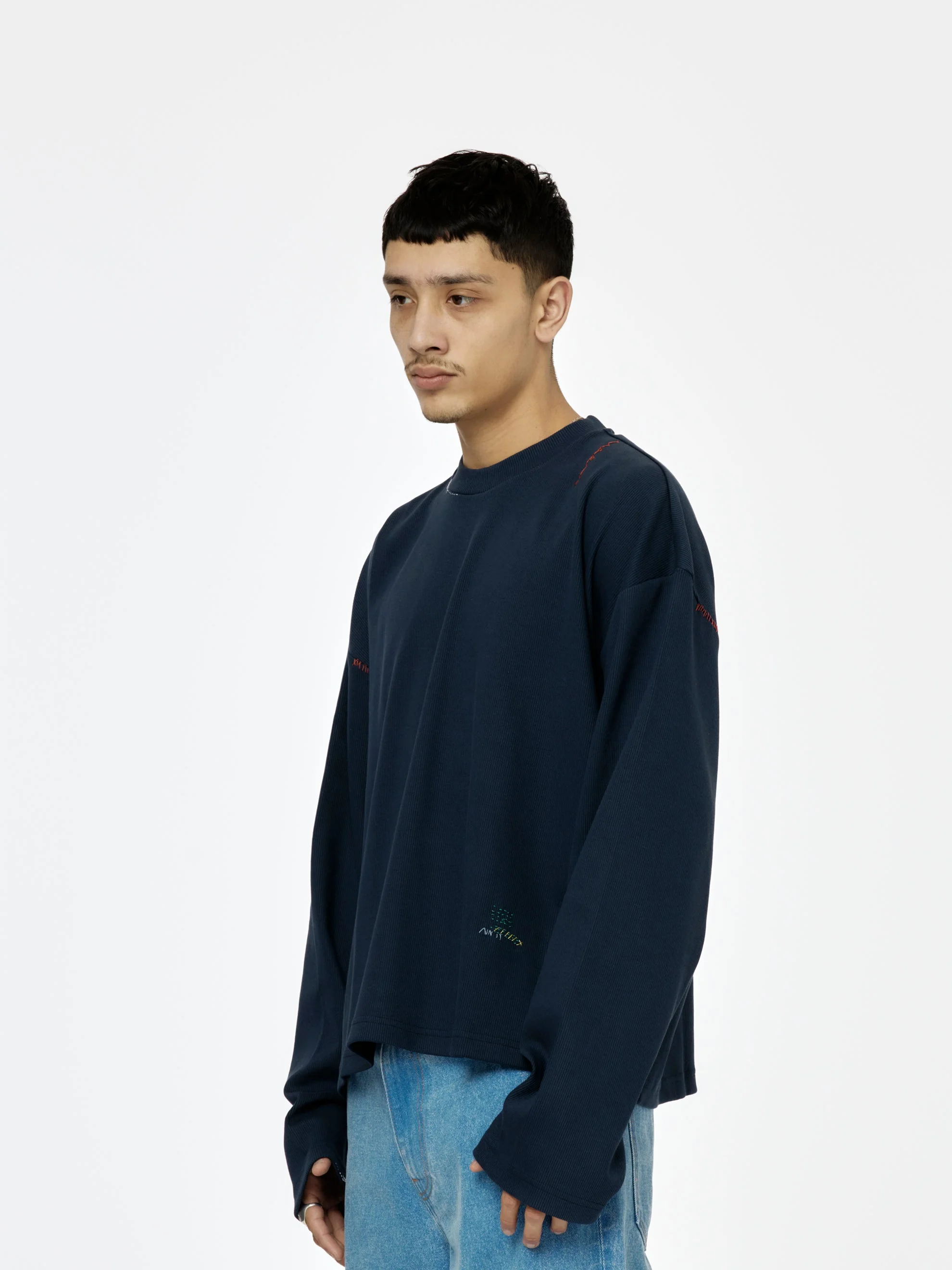 Oversized Long-Sleeved T-Shirt (Blue China) - Image 2