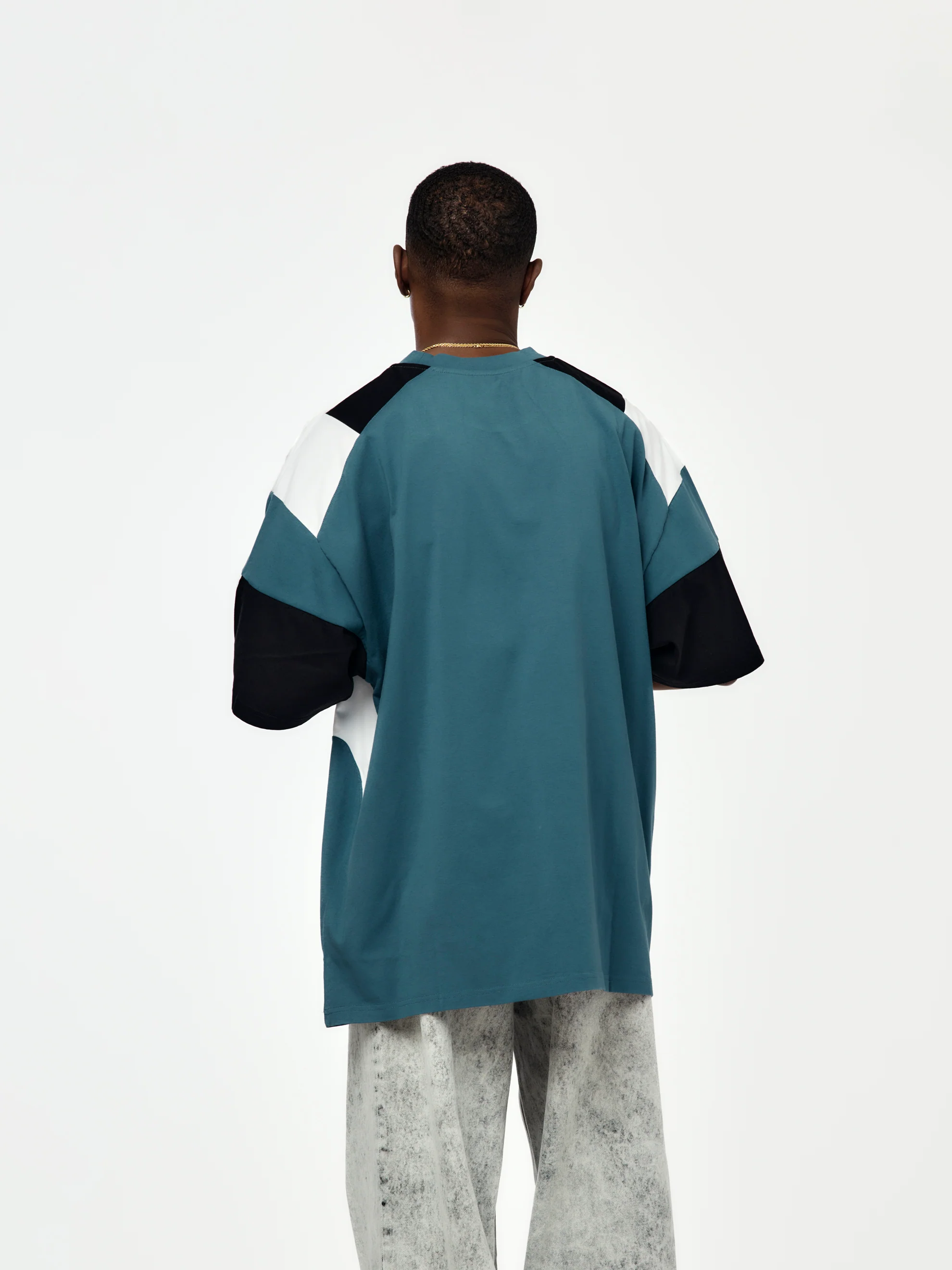 Oversized Panelled T-Shirt (Blue) - Image 3